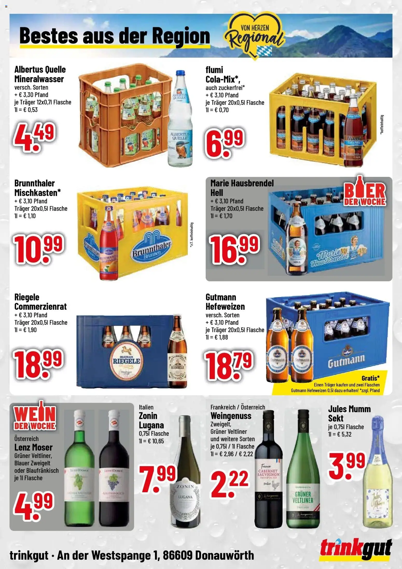 Trinkgut Prospekt Donauwörth (ab 26.10.2026) » Angebote online | Seite: 4 | Produkte: Sekt, Jules mumm, Mineralwasser, Wein