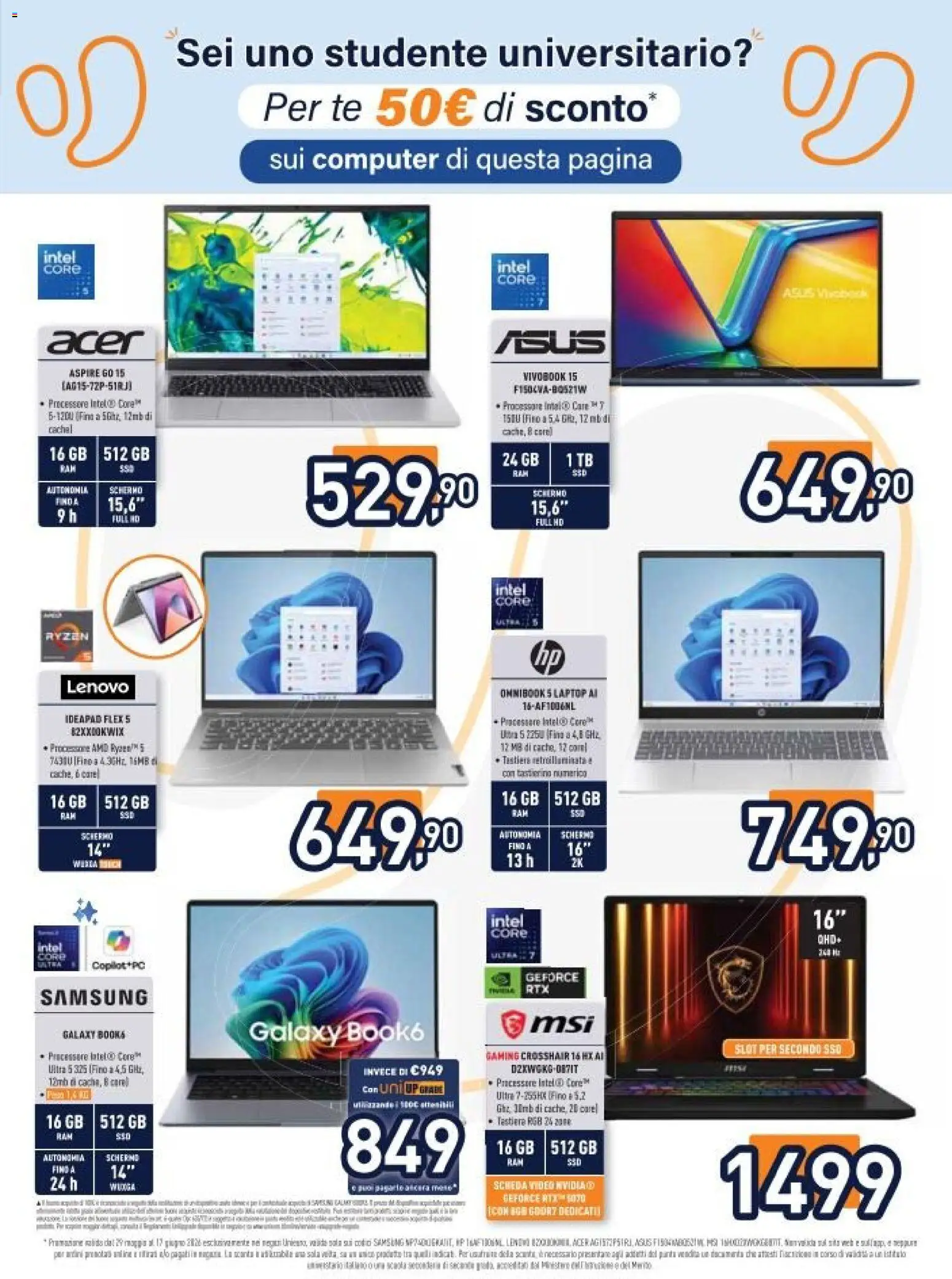 Volantino Unieuro del 29.05.2026 | Pagina: 13 | Prodotti: Tè, Laptop, Computer, Tastiera