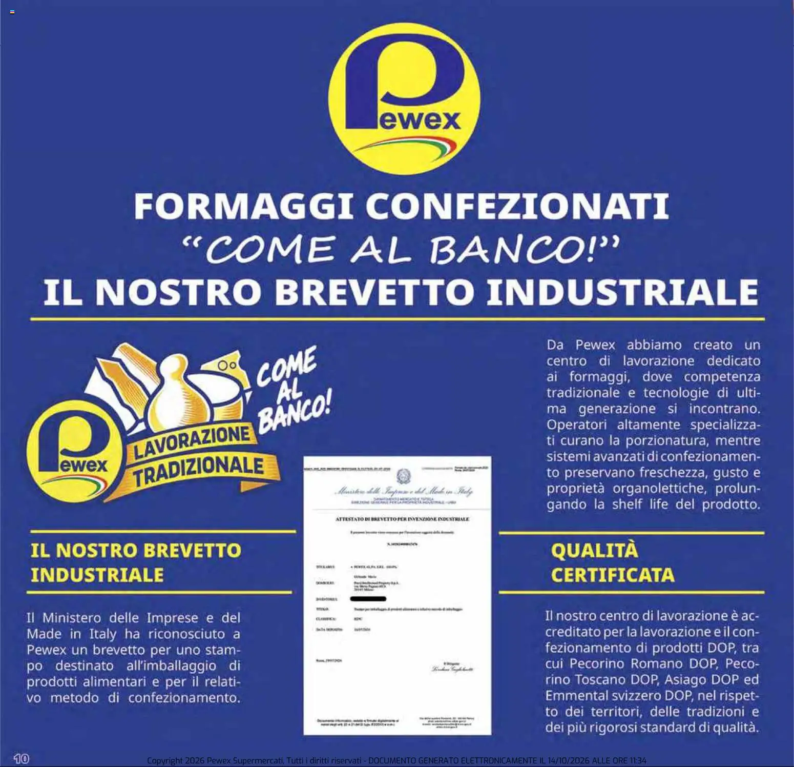 Volantino Pewex del 14/10/2026 | Pagina: 10 | Prodotti: Prodotti alimentari, Pecorino Romano, Pecorino, Emmental