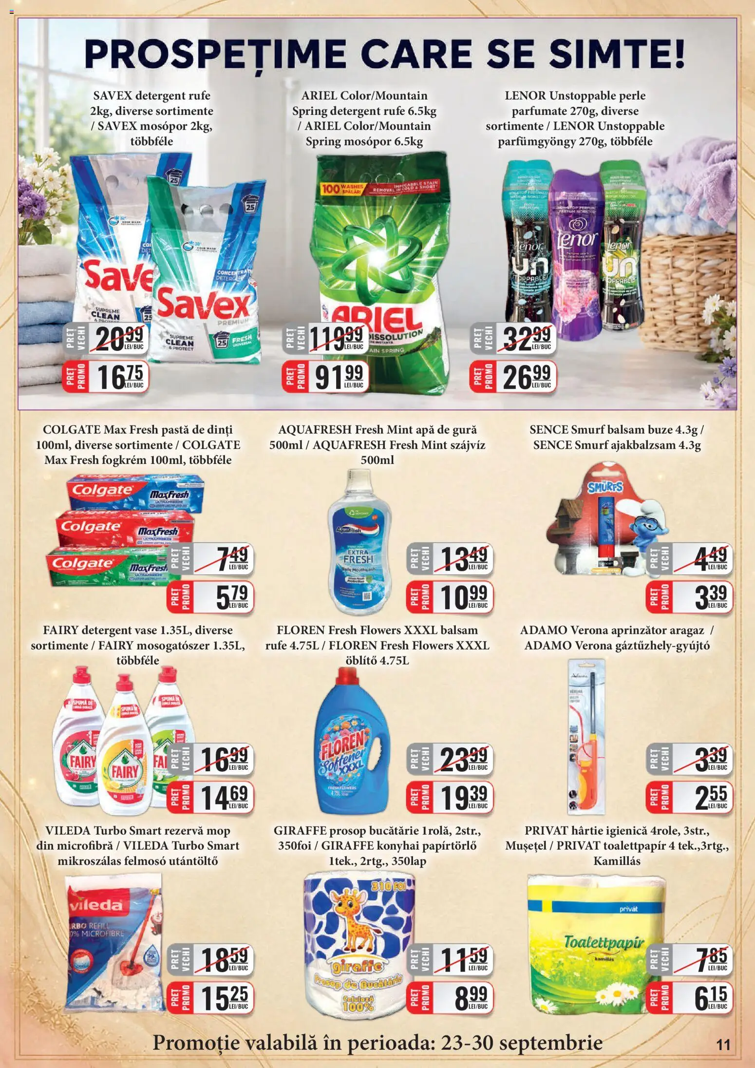 Noul catalog CBA – valabil de la 16.09.2026 | Pagină: 11 | Produse: Clean, Vase, Pastă de dinți, Apă
