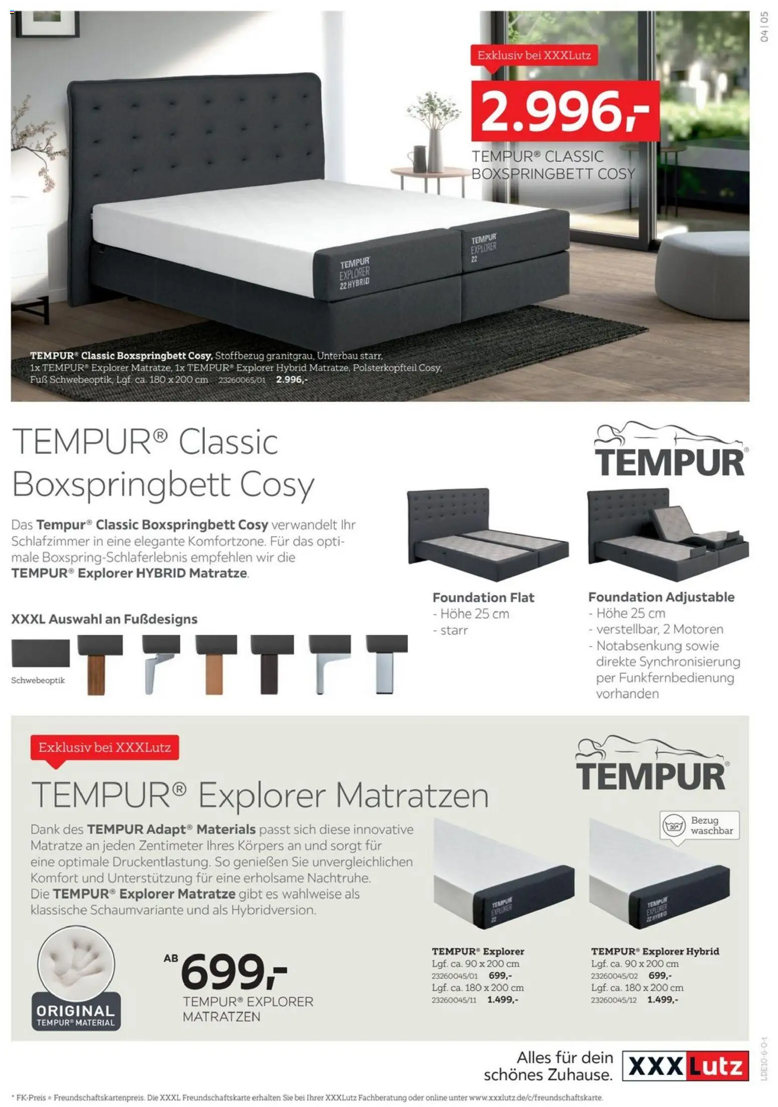XXXLutz Tempur Spezial – gültig ab 19.09.2026 | Seite: 5 | Produkte: Matratze, Boxspringbett, Foundation