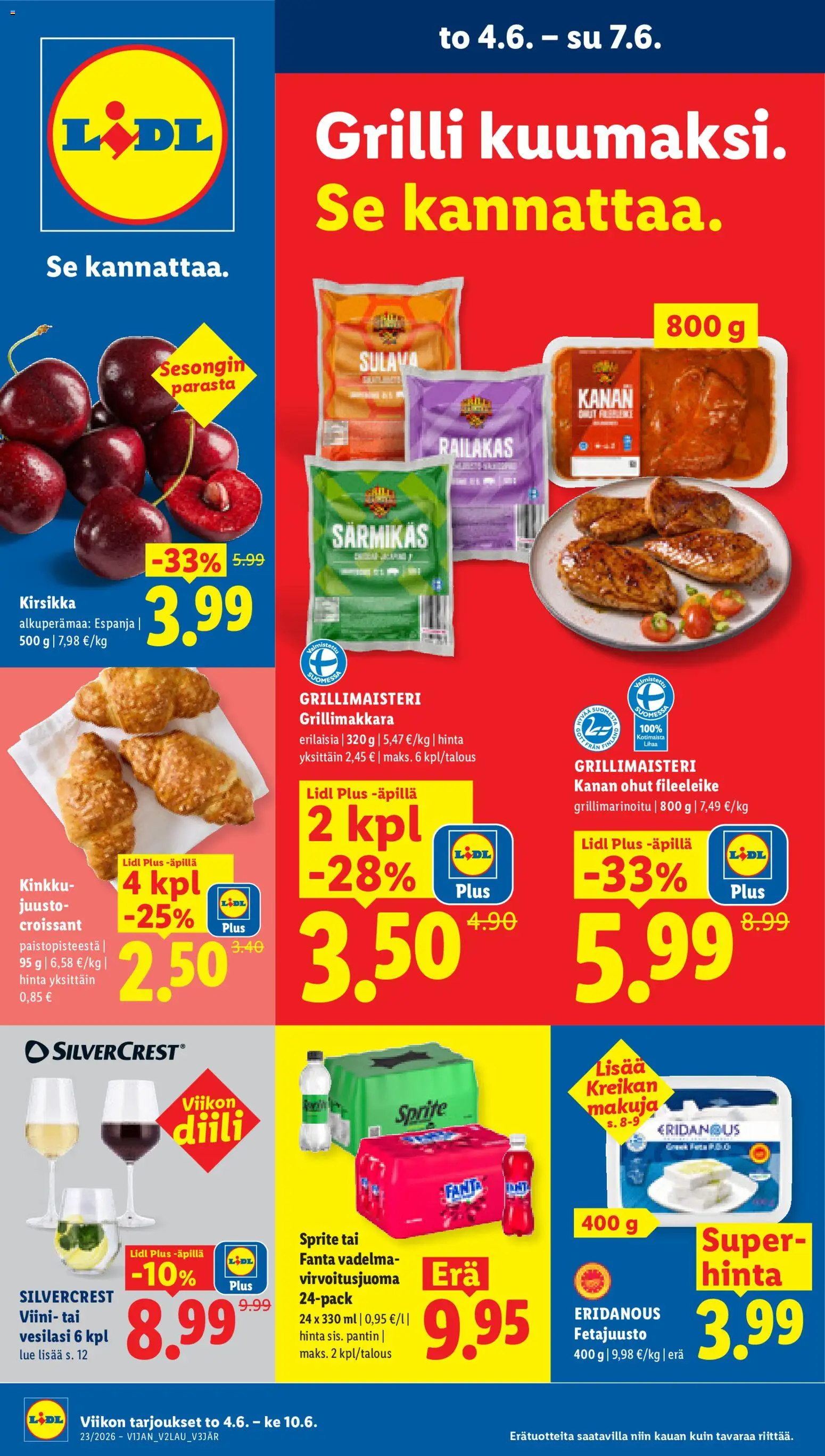 Lidl tarjoukset - Rovaniemi – voimassa 04.06.2026 alkaen | Sivu: 1 | Tuotteet: Vadelma, Sprite, Juusto, Grillimakkara