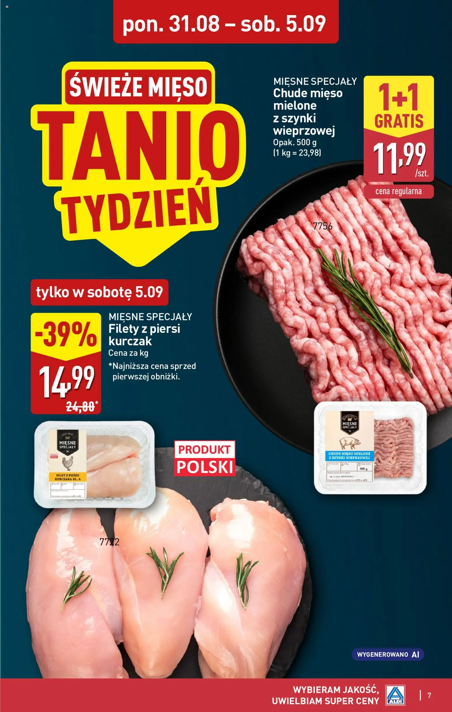 Aldi gazetka od 31.08.2026 | Strona: 7 | Produkty: Kurczak, Mięso, Filet, Filet z piersi kurczaka