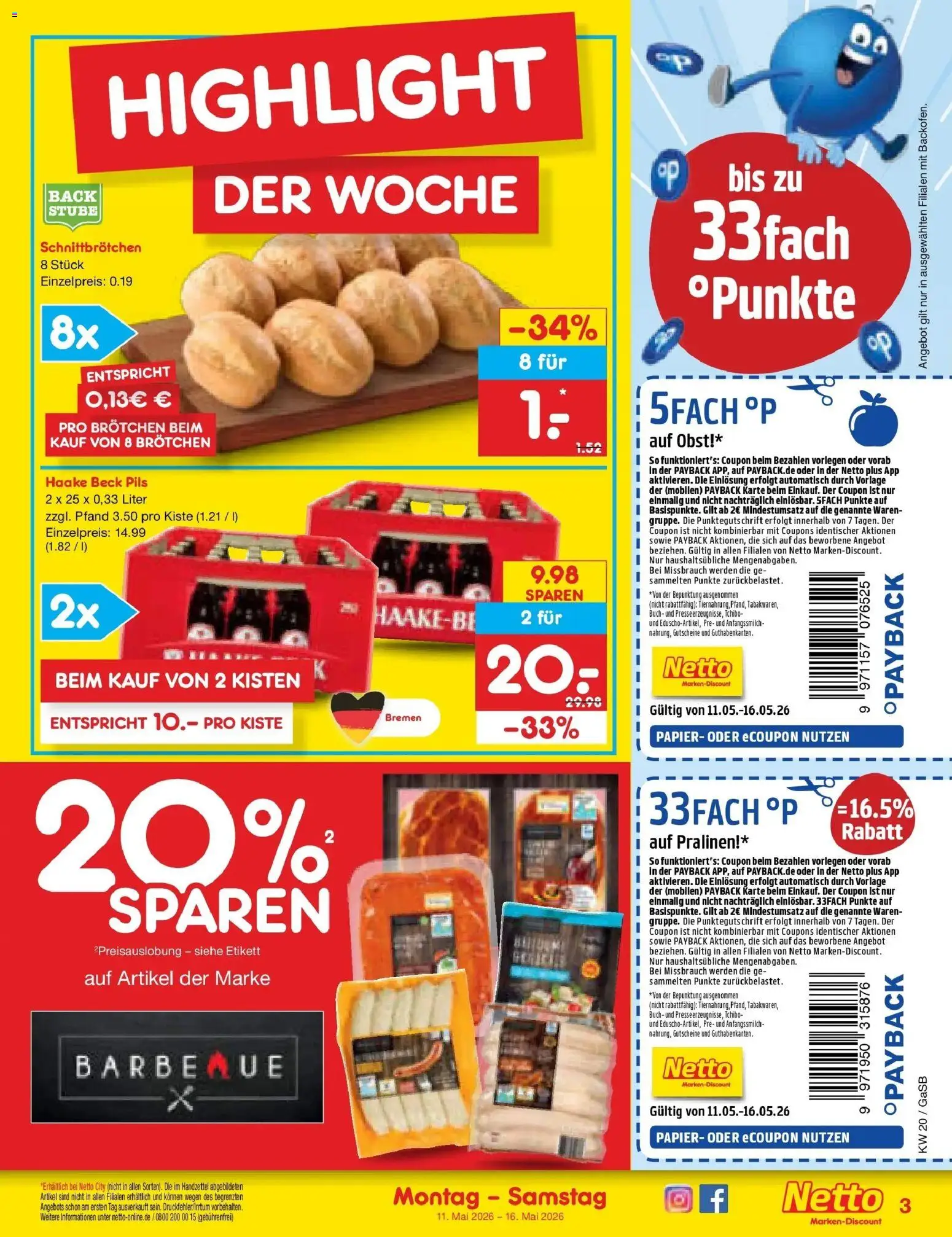 Netto Marken-Discount Prospekt Bremen-Lesum	 – gültig ab 10.05.2026 | Seite: 3 | Produkte: Pils, Obst