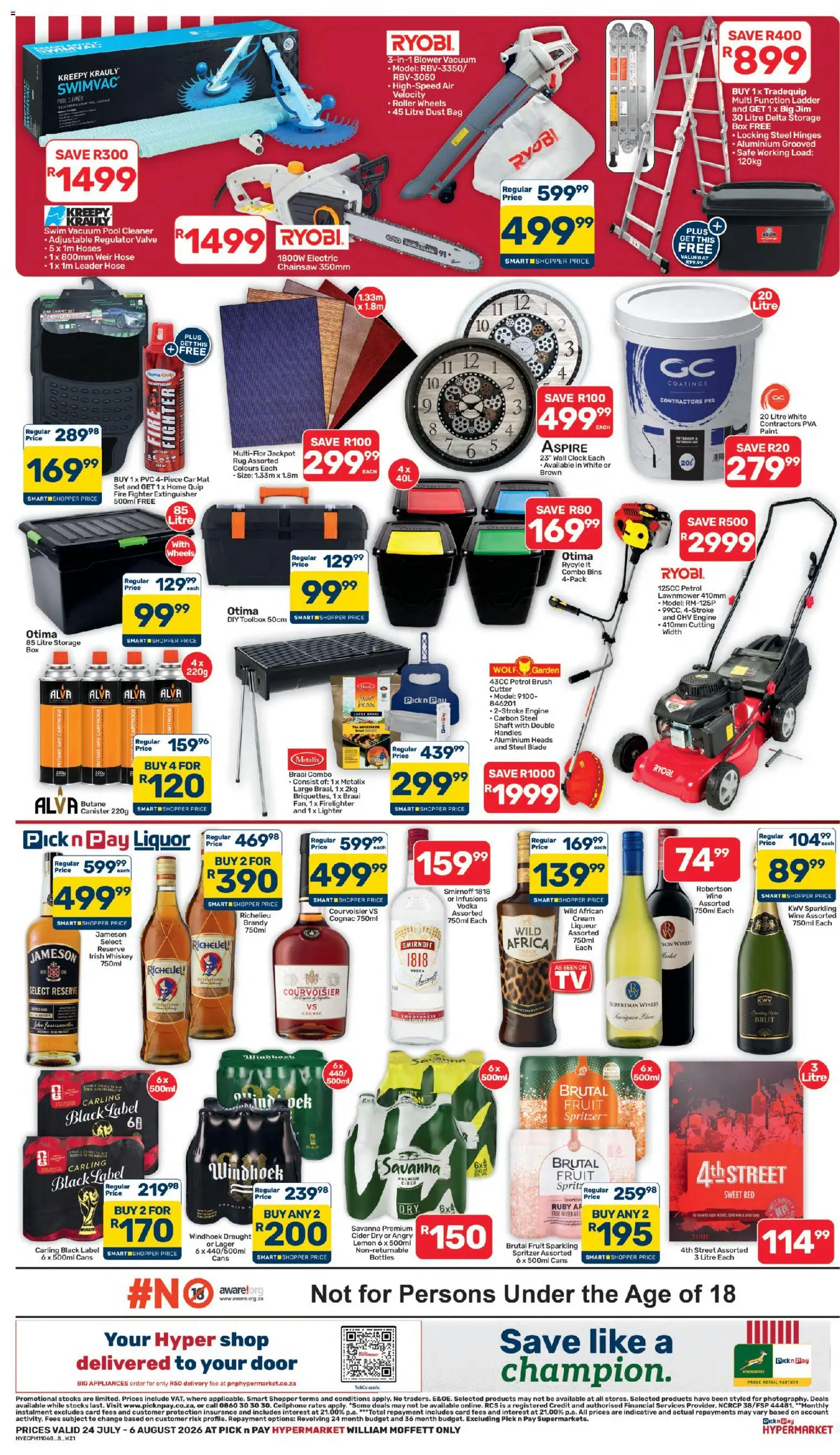 New Pick n Pay catalogue – valid from 24/07/2026 | Page: 8 | Products: Cutter, Chainsaw, Wine, Ensalada de quino