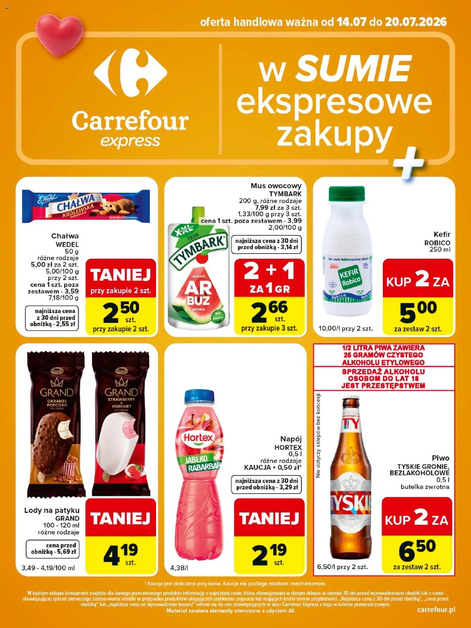 Carrefour gazetka - Express II od 14.07.2026 | Strona: 2 | Produkty: Kefir, Tyskie, Popcorn, Lody