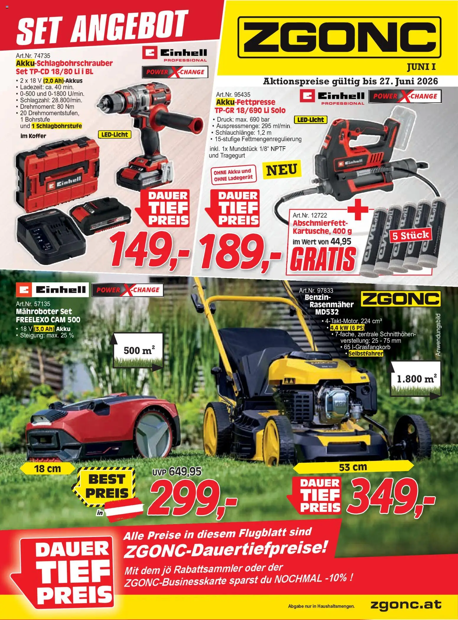Zgonc Juni I 2026 gültig ab 01.06.2026 | Seite: 1 | Produkte: Koffer, Rasenmäher
