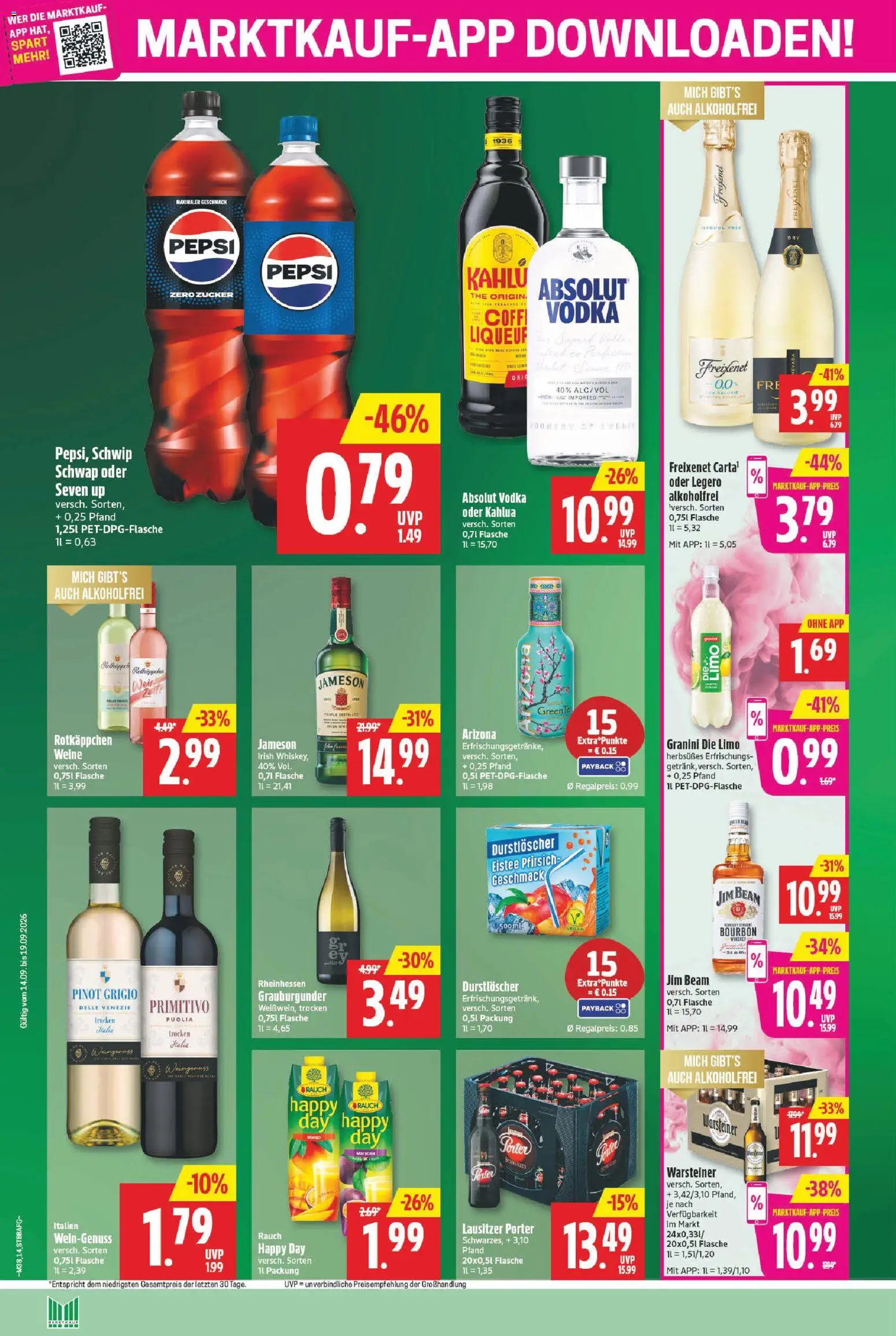 Marktkauf Prospekt – gültig ab 14.09.2026 | Seite: 14 | Produkte: Jim beam, Freixenet, Warsteiner, Mango