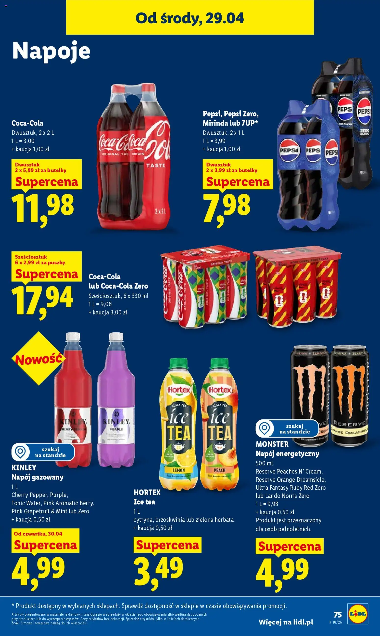 Lidl gazetka od 29.04.2026 | Strona: 75 | Produkty: Brzoskwinia, Ice Tea, Napoje, Herbata