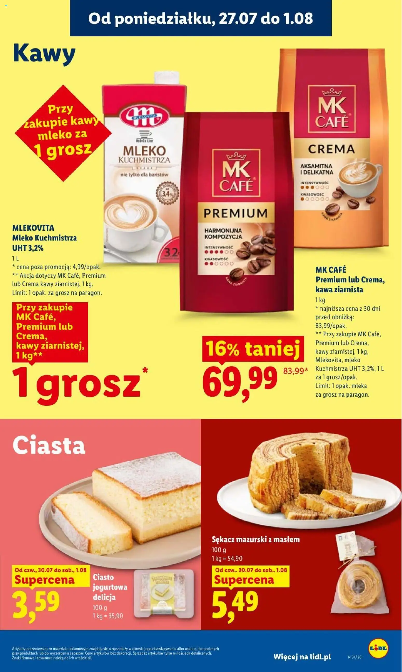 Lidl gazetka od 30.07.2026 | Strona: 87 | Produkty: Ciasto, Kawa ziarnista, Mleko, Kawa