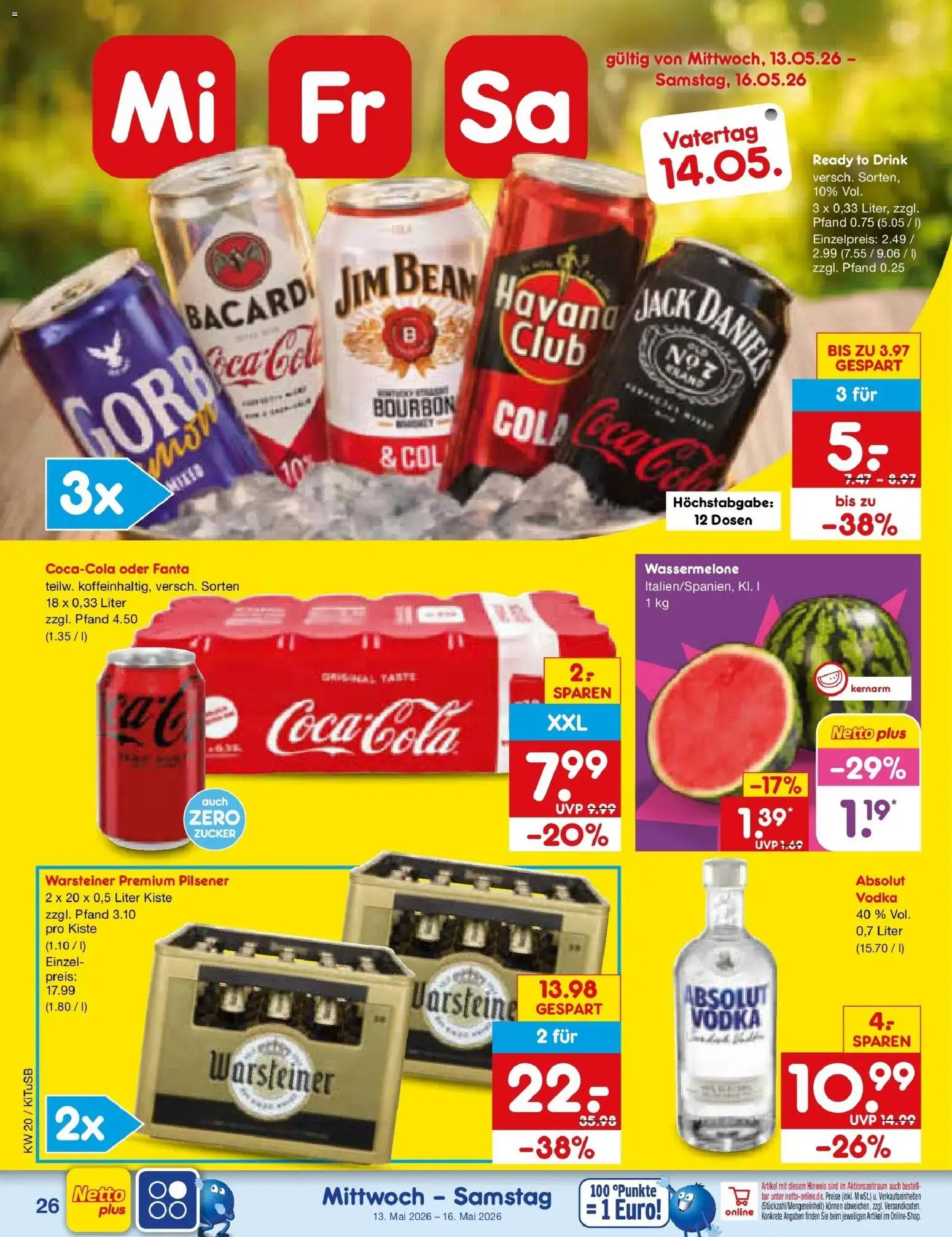 Netto Marken-Discount Prospekt Bad Friedrichshall	 – gültig ab 10.05.2026 | Seite: 37 | Produkte: Jim beam, Cola, Zucker, Wassermelone