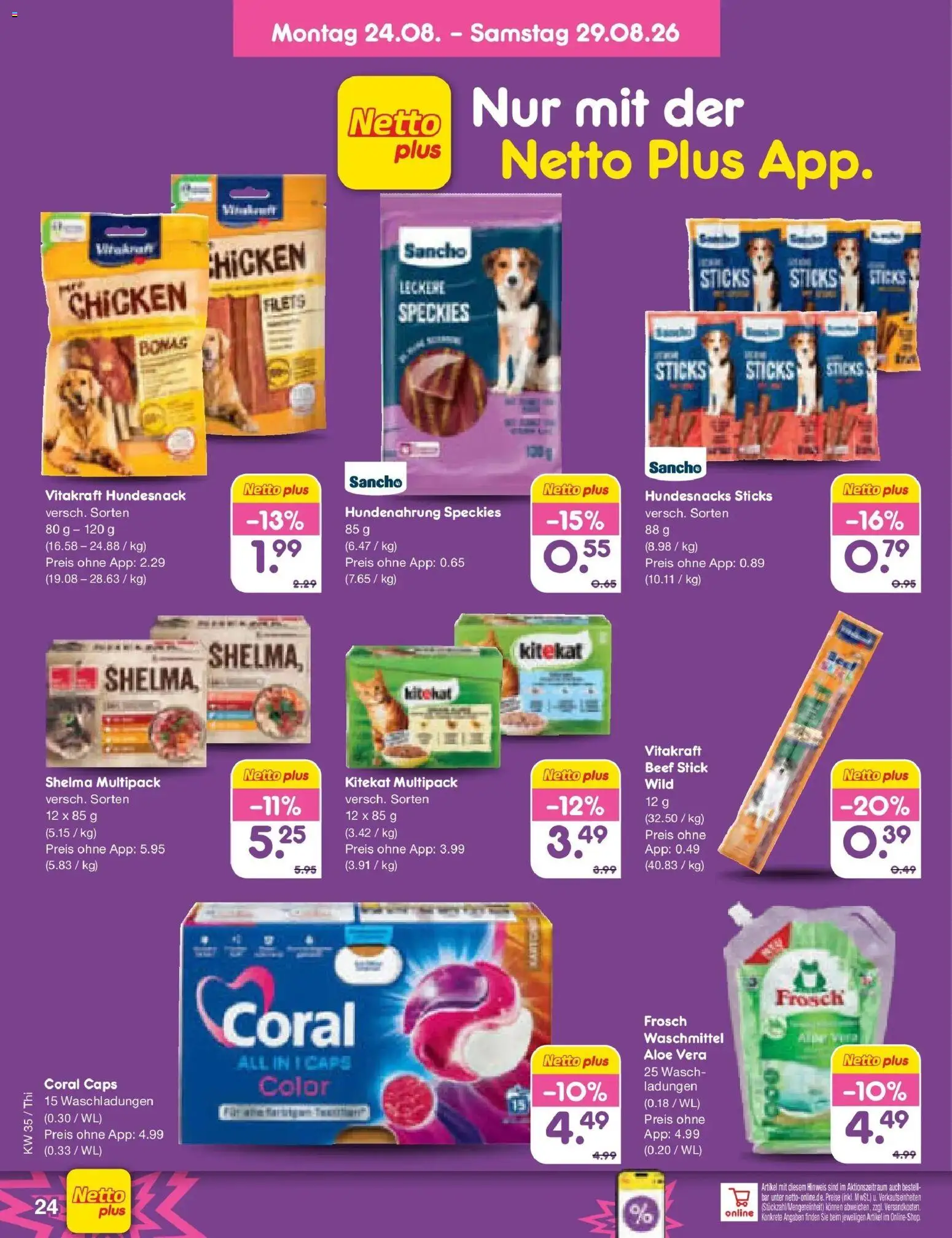 Netto Marken-Discount Prospekt Pirna – gültig ab 24.08.2026 | Seite: 36 | Produkte: Coral, Waschmittel
