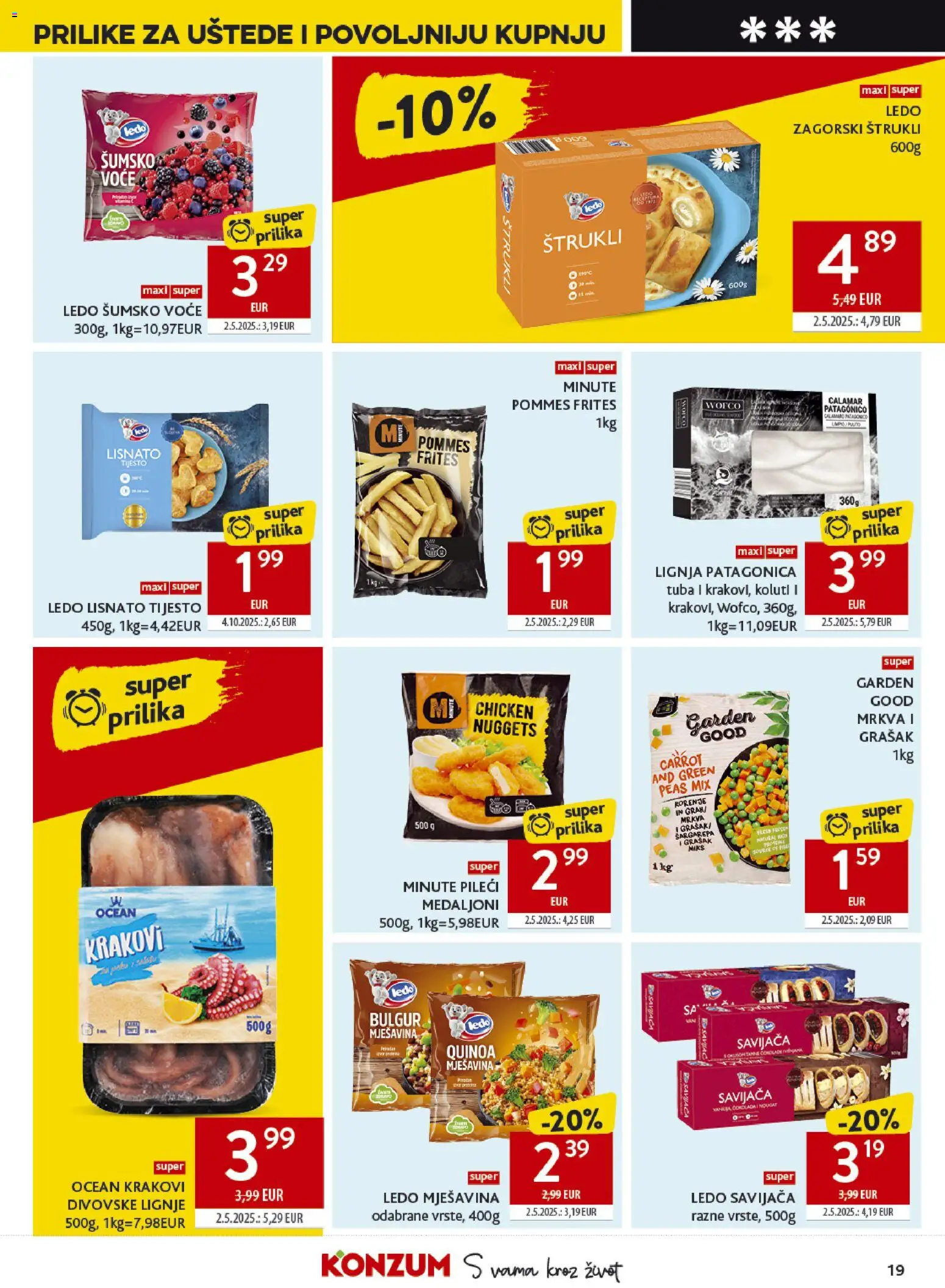 Konzum HR akciós ujság - amely érvényes a következő dátumtól: 2026.07.01. | Oldal: 19 | Termékek: Nuggets, Quinoa, Bulgur