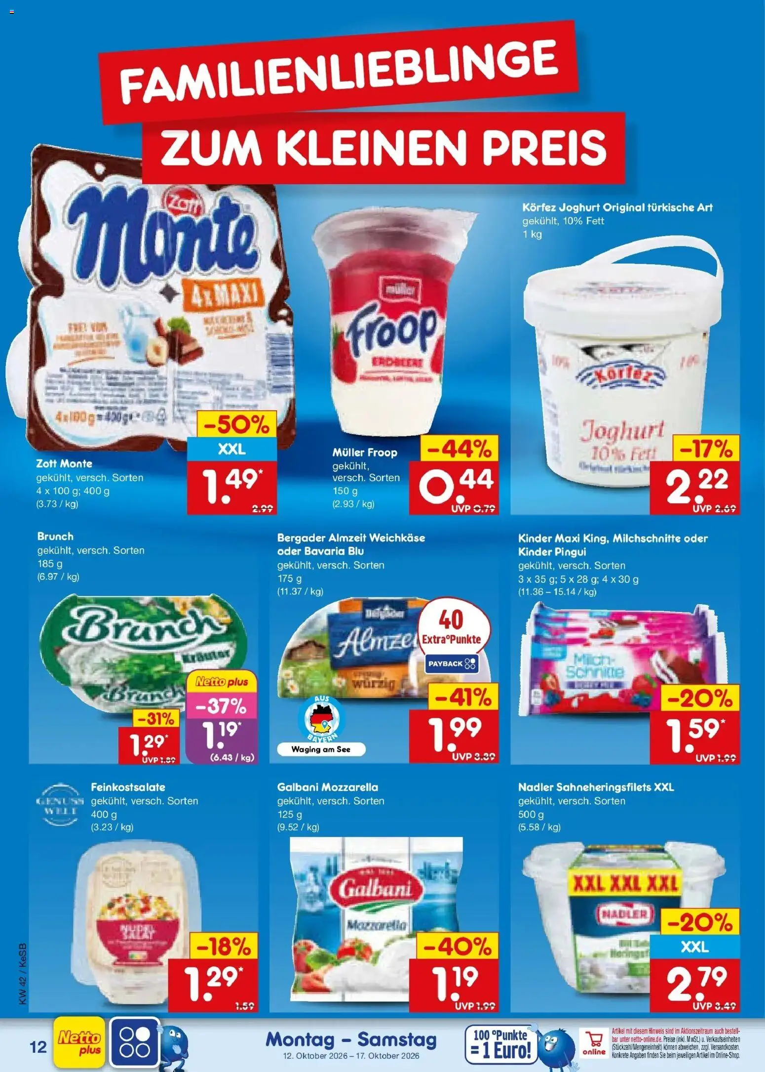 Netto Marken-Discount Prospekt Koblenz (ab 12.10.2026) » Angebote | Seite: 14 | Produkte: Froop, Joghurt, Mozzarella