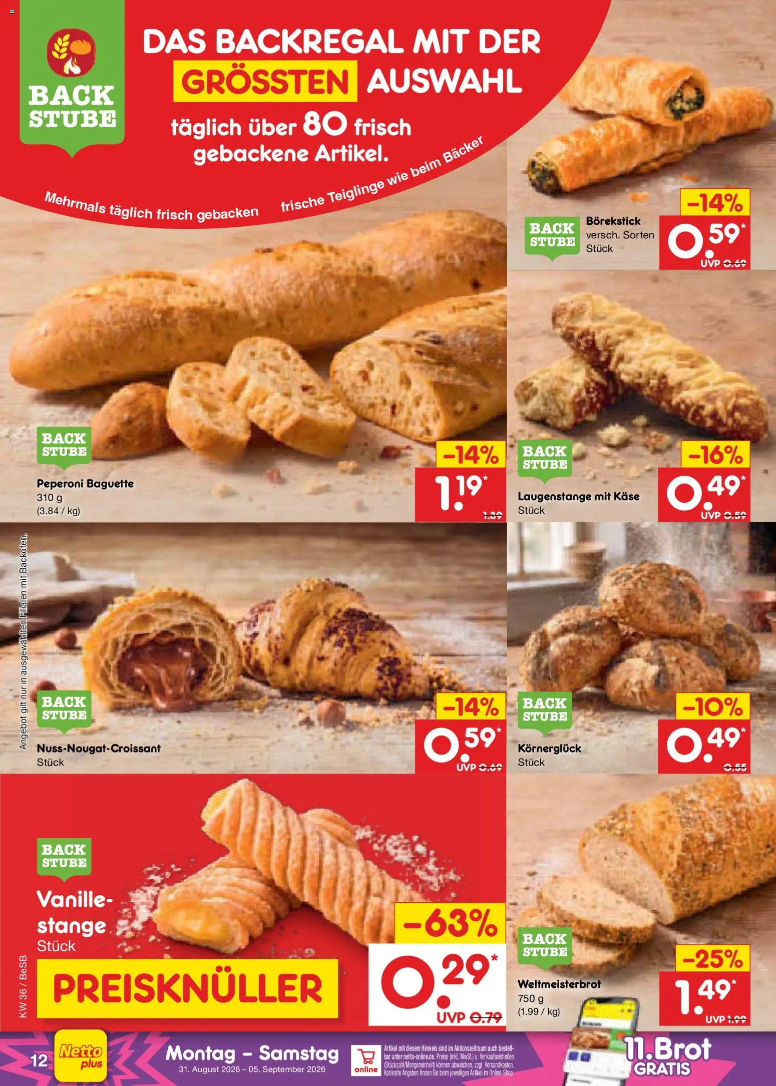 Netto Marken-Discount Prospekt – gültig ab 31.08.2026 | Seite: 16 | Produkte: Käse, Baguette, Vanille