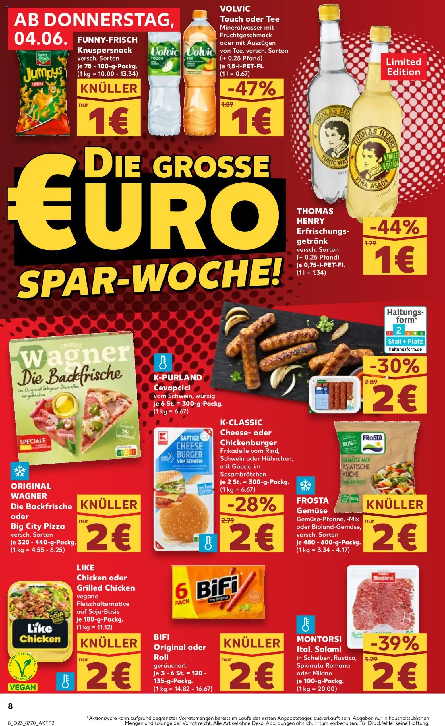 Kaufland Prospekt Frankfurt (Oder) – gültig ab 04.06.2026 | Seite: 8 | Produkte: Gouda, Bifi, Mineralwasser, Gemüse