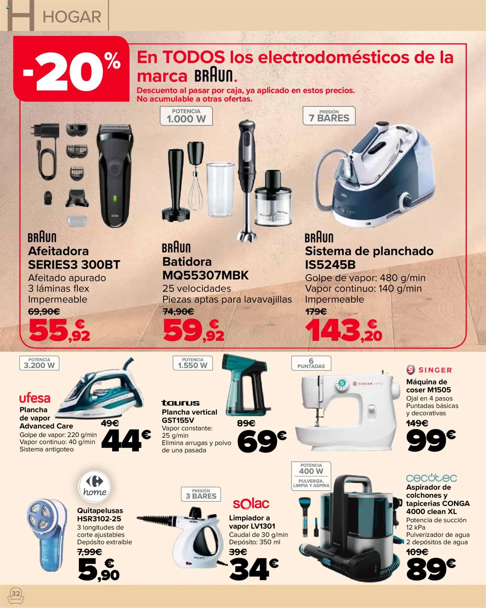 Carrefour Hogar │ válido desde el 22/09/2026 | Página: 32 | Productos: Polvo, Afeitadora, Batidora, Aspirador