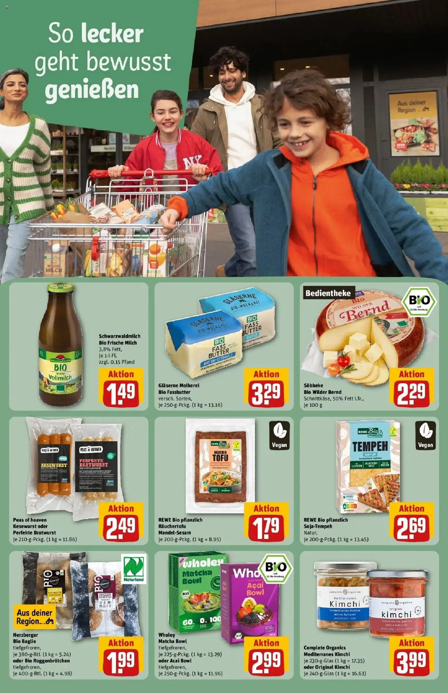 REWE Prospekt ab 14.09.2026 zum Blättern » Angebote | Seite: 18 | Produkte: Milch, Butter, Bratwurst, Gemüse