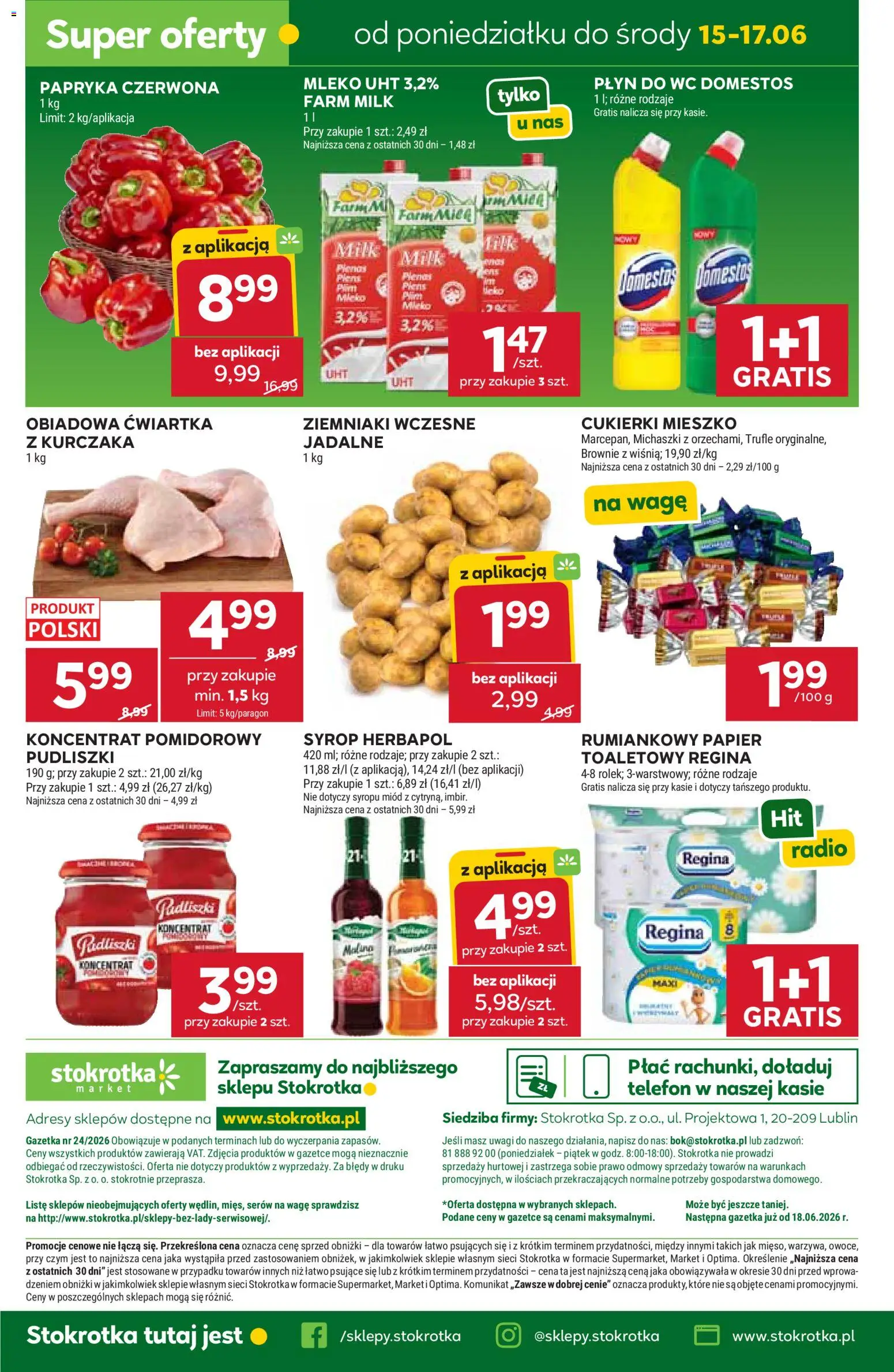 Stokrotka gazetka - Market od 11.06.2026 | Strona: 39 | Produkty: Telefon, Koncentrat pomidorowy, Mleko, Płyn do WC Domestos