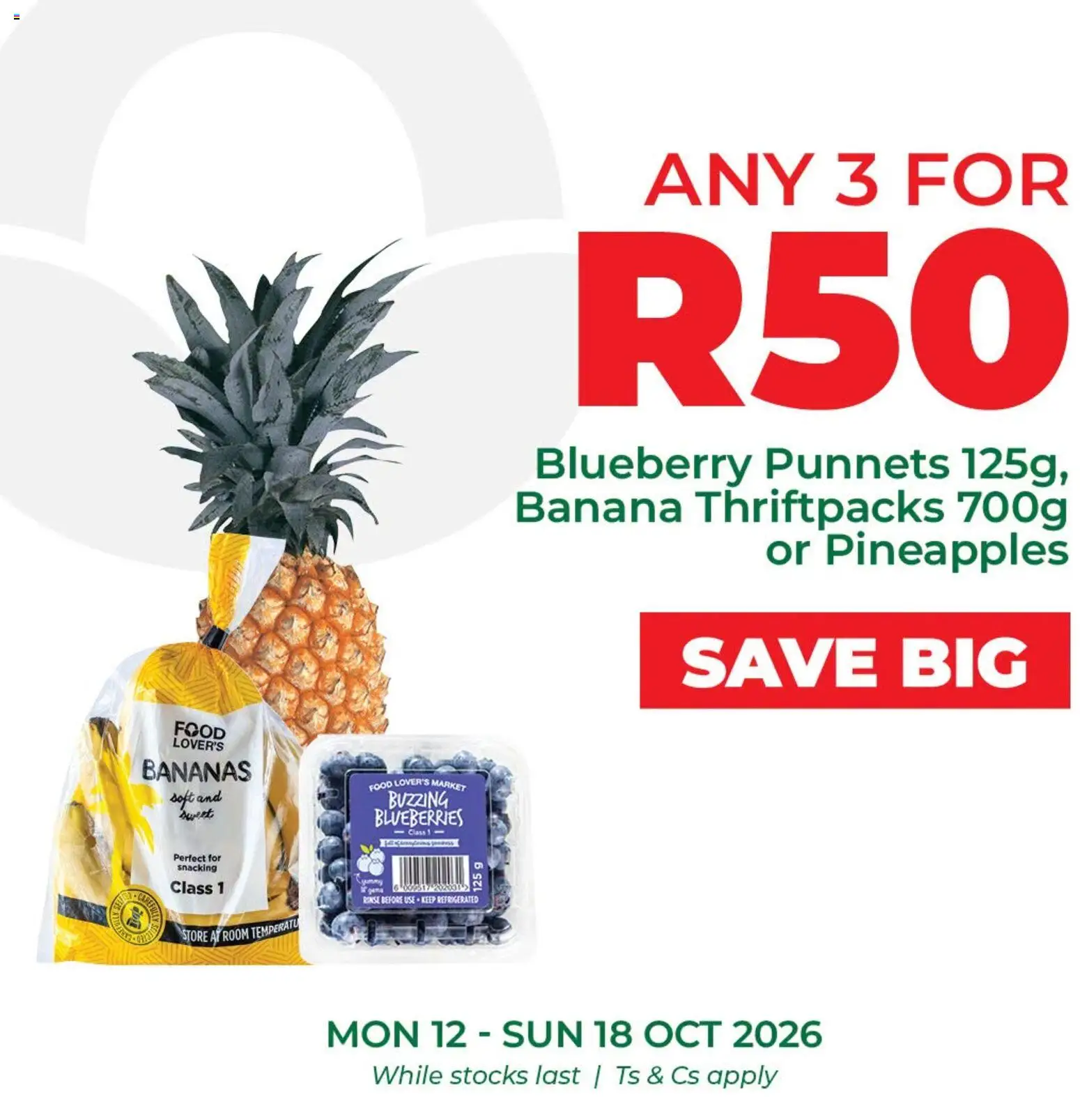 New Food Lover's Market catalogue – valid from 12/10/2026 | Page: 2 | Products: Blueberries, Bananas