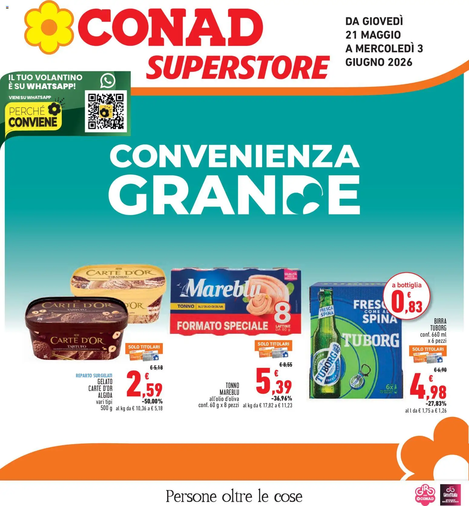 Volantino Conad del 21.05.2026 | Pagina: 1 | Prodotti: Tartufo, Birra, Tonno, Bottiglia