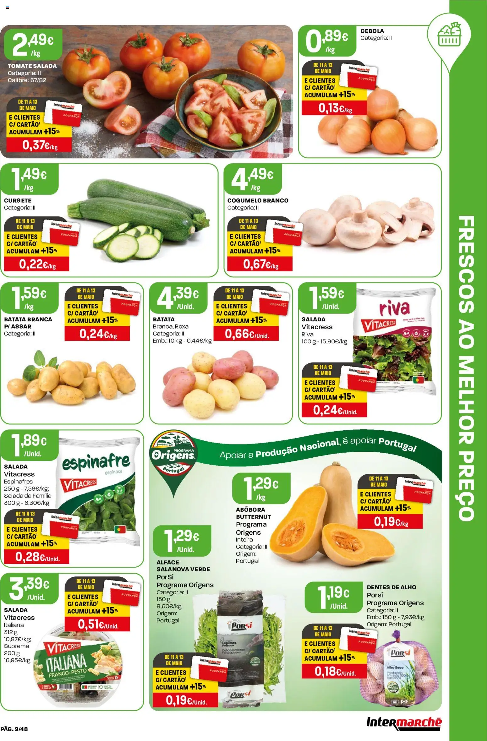 Intermarché folheto │ válido de 07.05.2026 | Página: 9 | Produtos: Abóbora, Tomate, Salada, Alface
