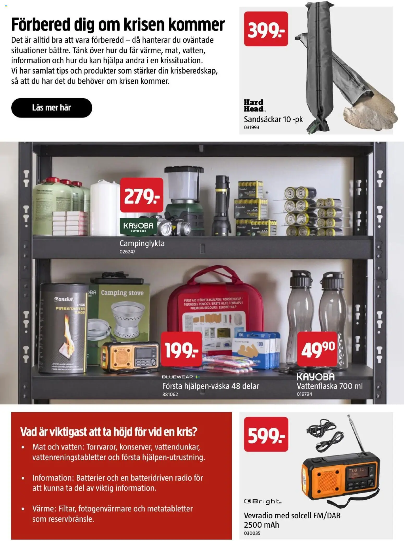 Jula reklamblad aktuell från 22/10/2026 | Sida: 34 | Produkter: Batterier, Första hjälpen, Vatten, Radio
