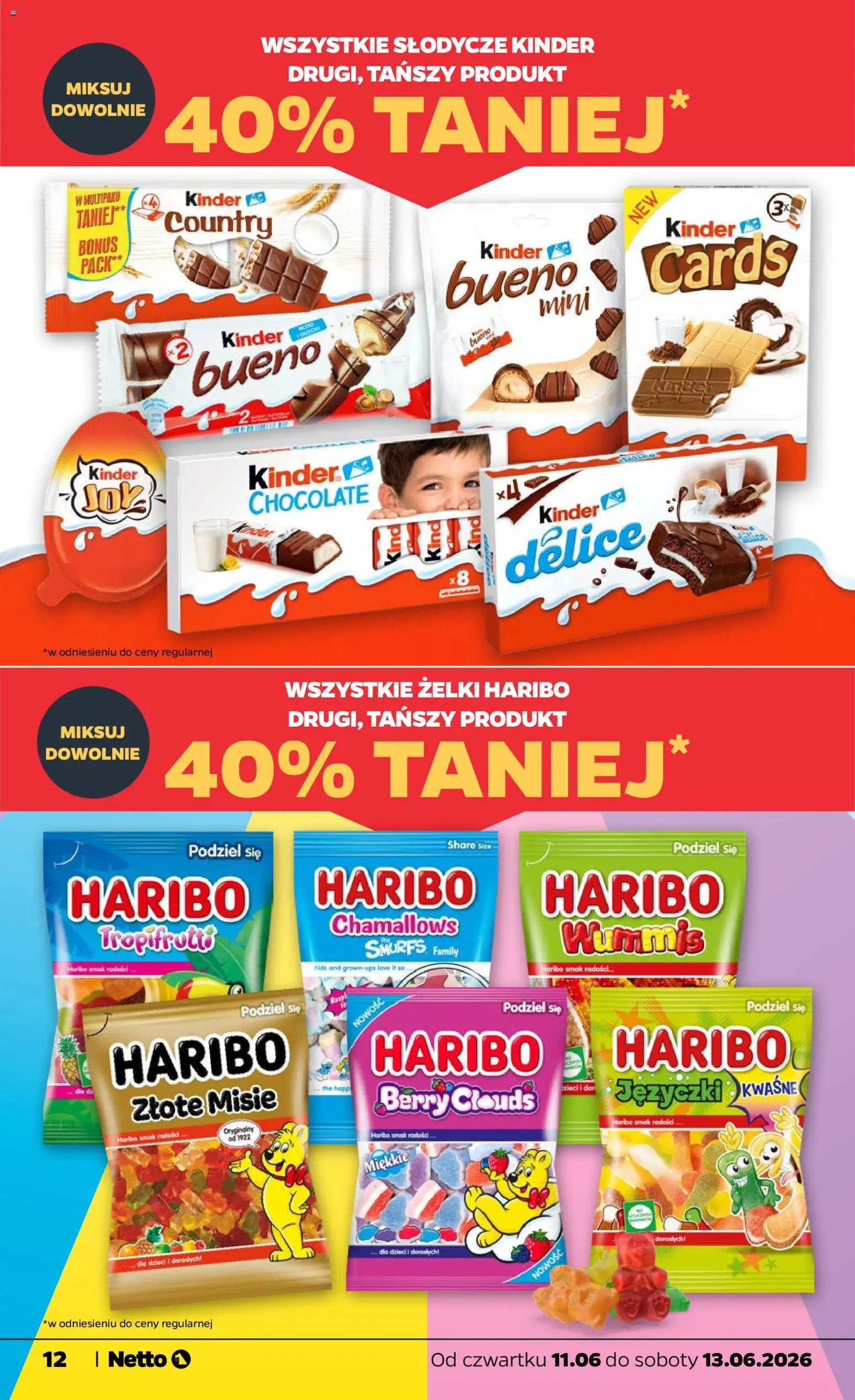 Netto gazetka od czwartku spożywcza od 11.06.2026 | Strona: 12 | Produkty: Żelki haribo, Słodycze, Żelki