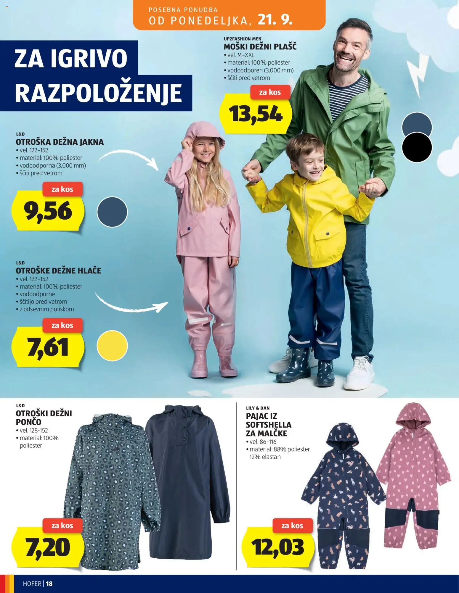 Hofer SI katalog | vrijedi od 16.09.2026 | Stranica: 18 | Proizvodi: Jakna, Hlače, Pončo