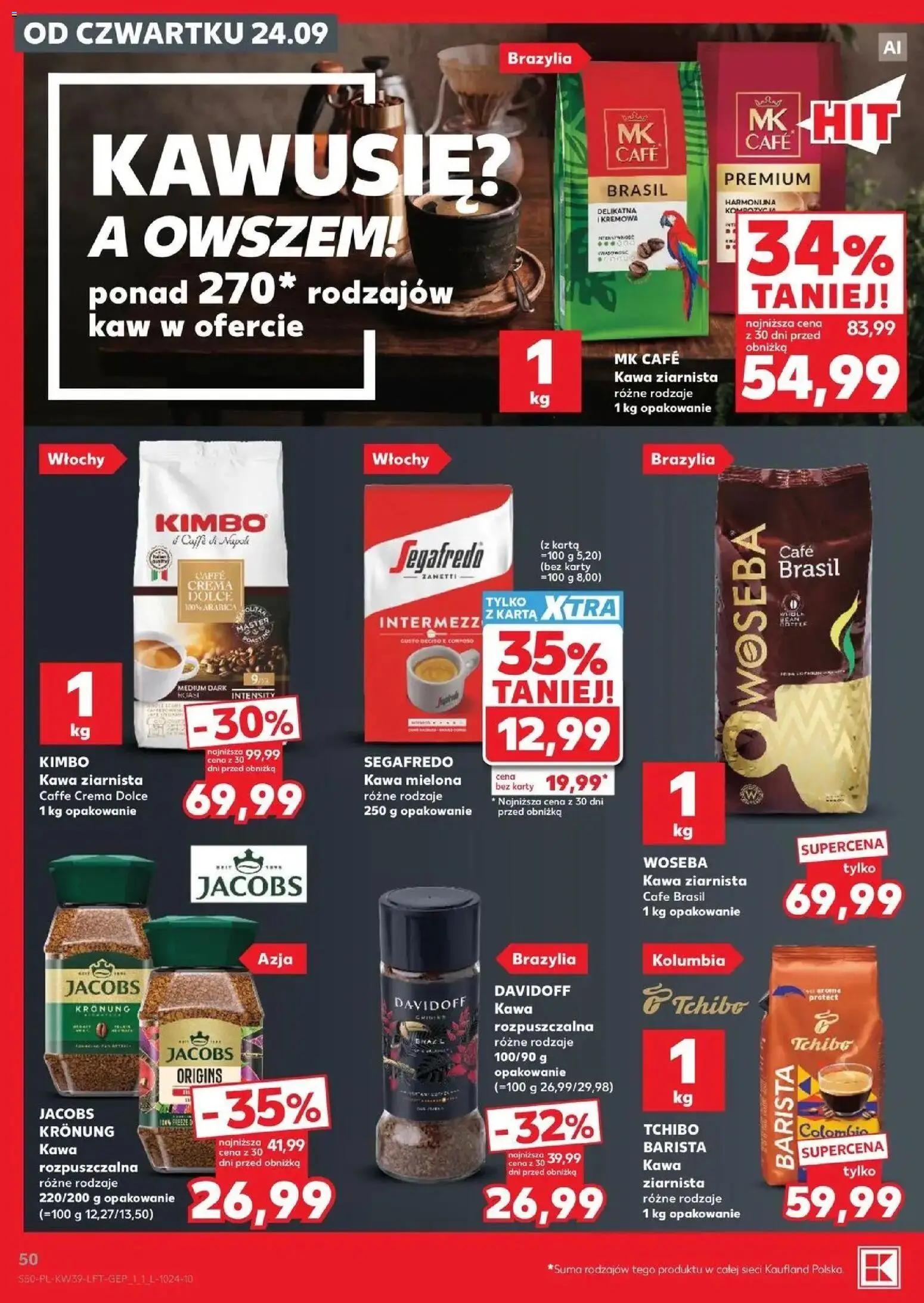 Kaufland gazetka od 24.09.2026 | Strona: 50 | Produkty: Jacobs, Tchibo, Kawa, Kawa mielona