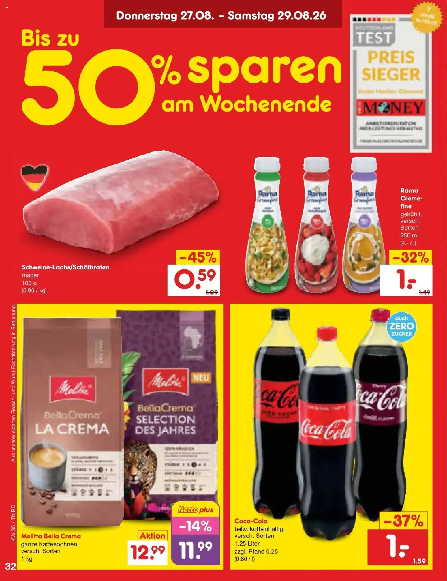 Netto Marken-Discount Prospekt Thiendorf – gültig ab 24.08.2026 | Seite: 46 | Produkte: Melitta, Cola, Zucker, Fleisch