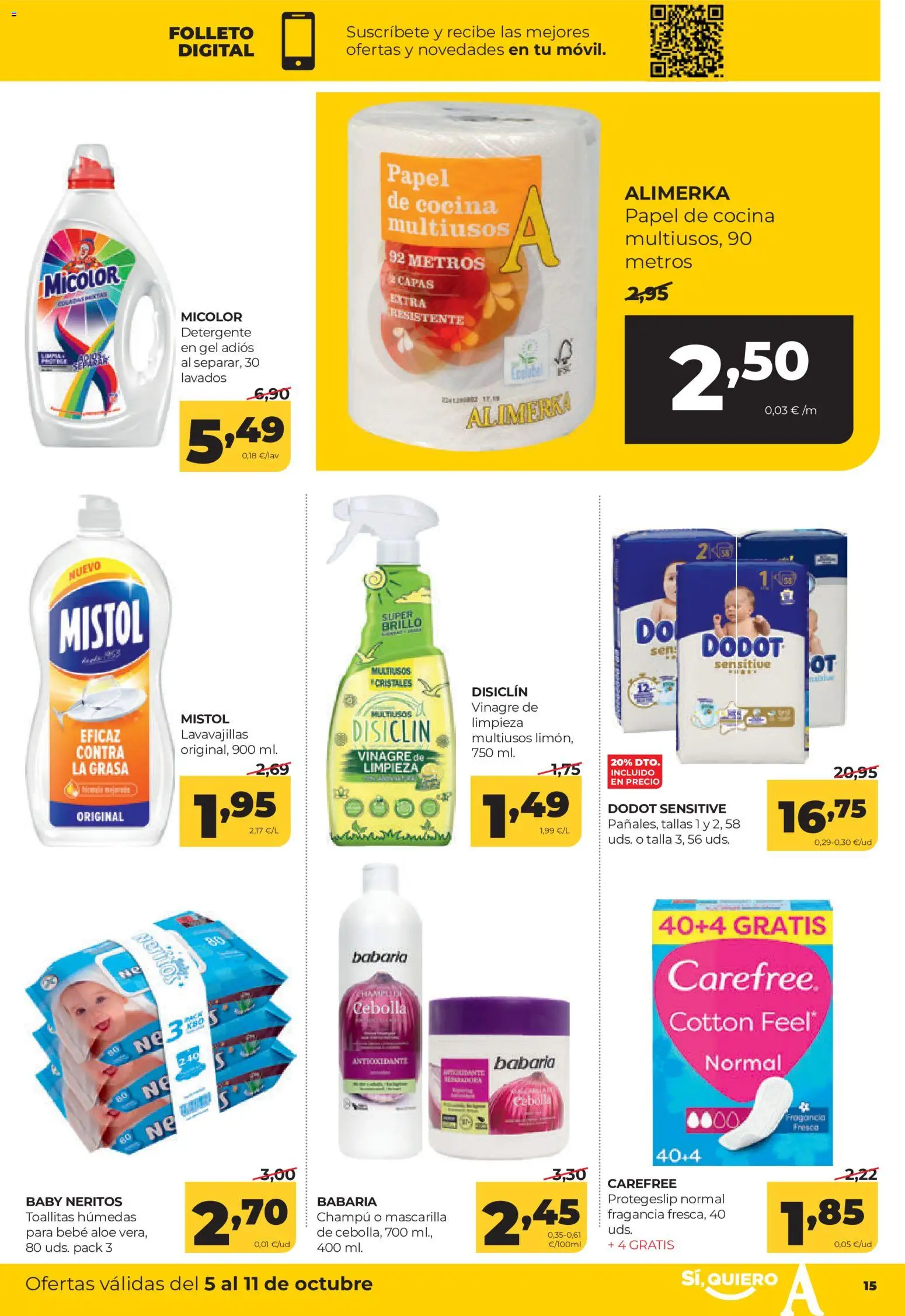 Alimerka folleto Castilla y León │ válido desde el 05/10/2026 | Página: 15 | Productos: Cebolla, Cocina, Toallitas húmedas, Vinagre