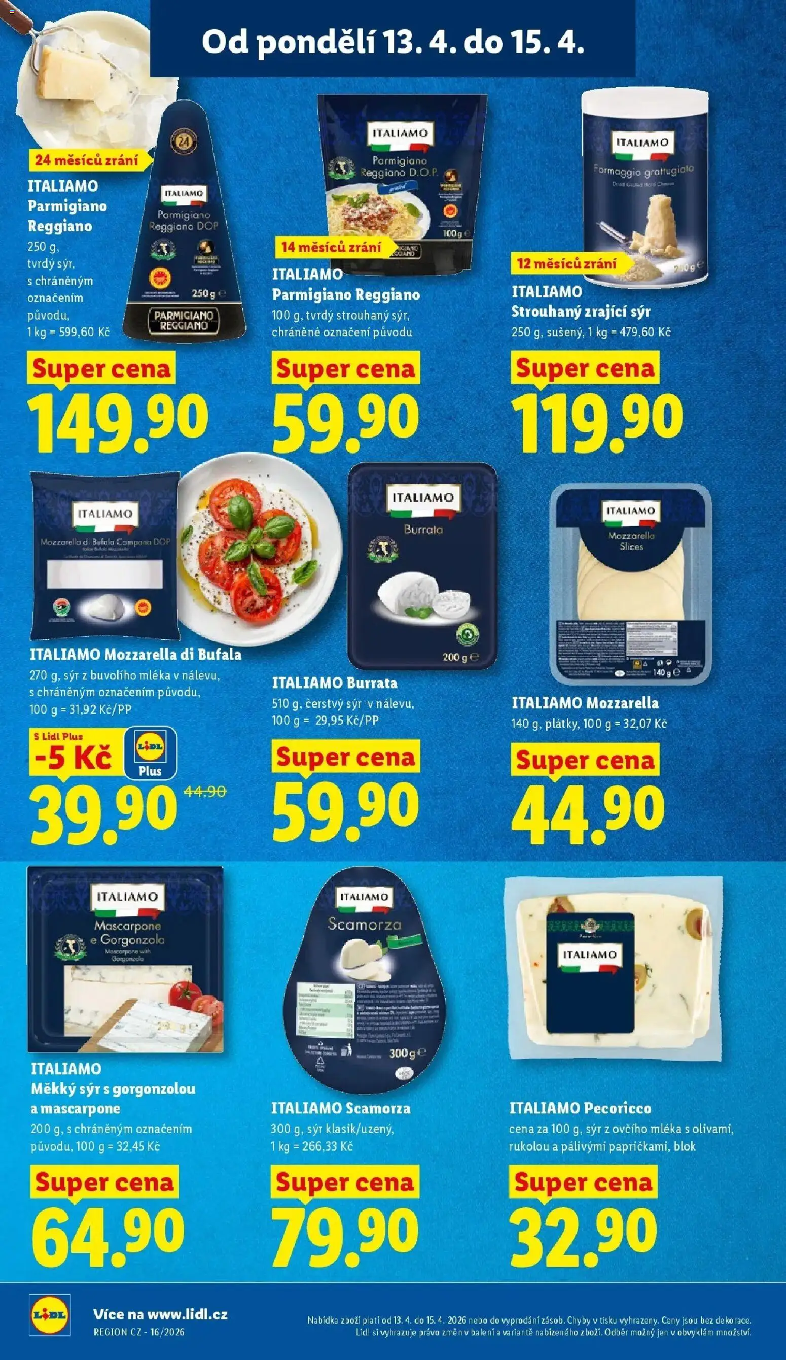 Lidl aktuální leták od 13.04.2026 | Strana: 14 | Produkty: Sýr, Zrající sýr, Scamorza, Čerstvý sýr