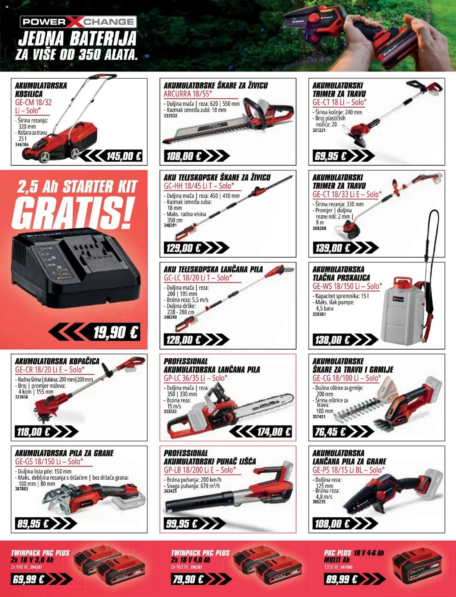 Pevex katalog | vrijedi od 03.04.2026 | Stranica: 25 | Proizvodi: Kosilica, Baterija, Trimer, Škare