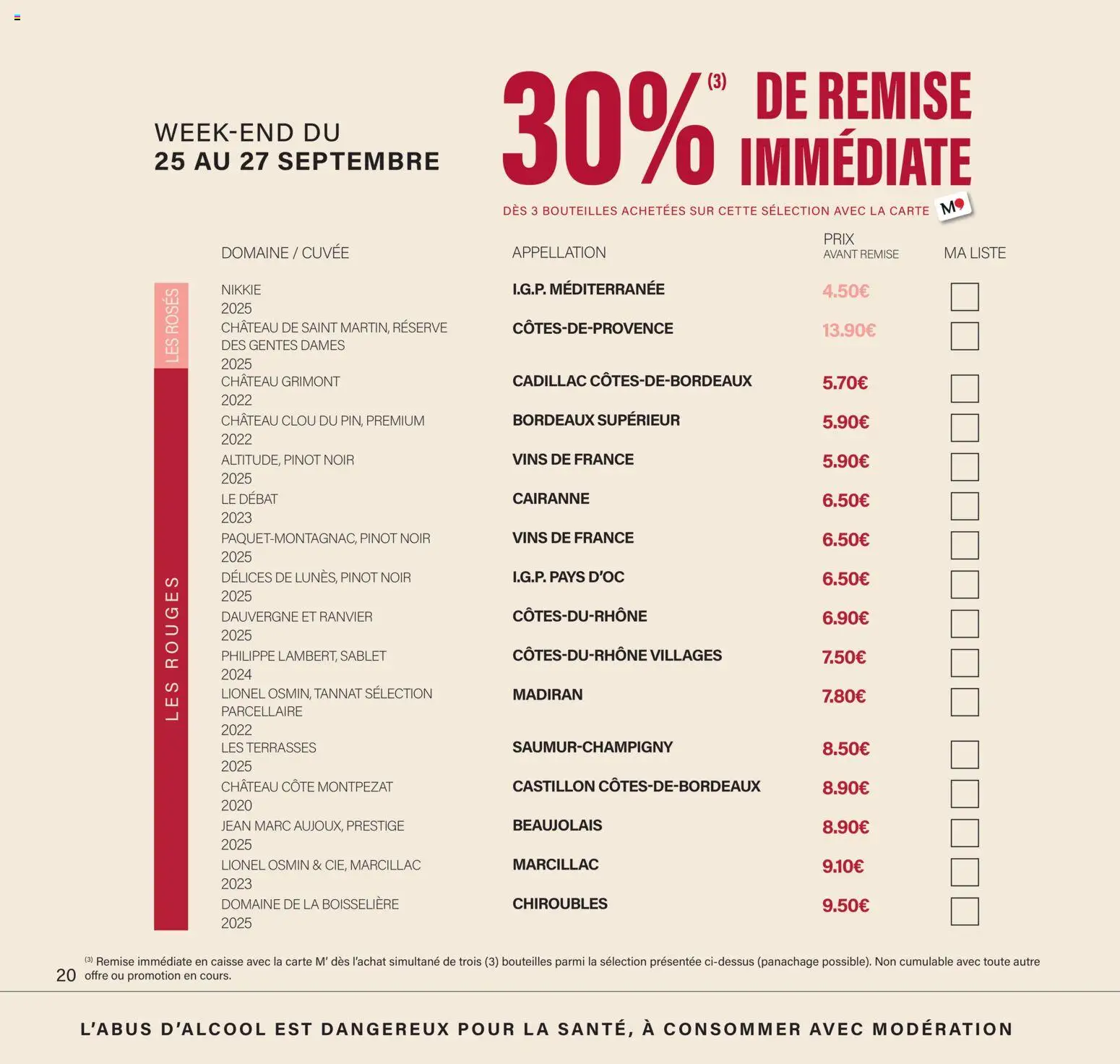 {H1} | Page: 20 | Produits: Pinot noir, Bordeaux superieur, Jean