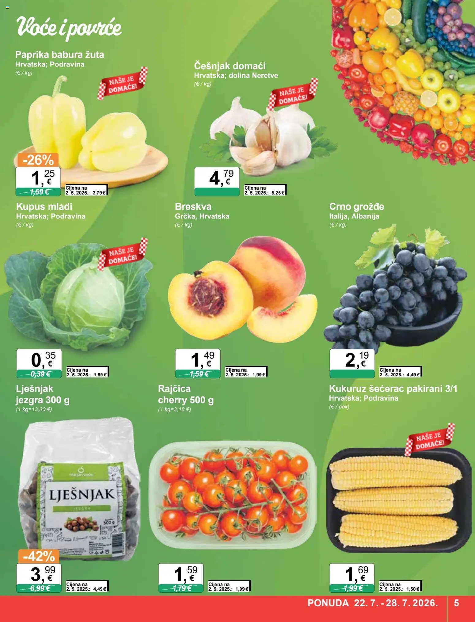 KTC katalog | vrijedi od 22.07.2026 | Stranica: 5 | Proizvodi: Kukuruz, Paprika, Voće, Grožđe