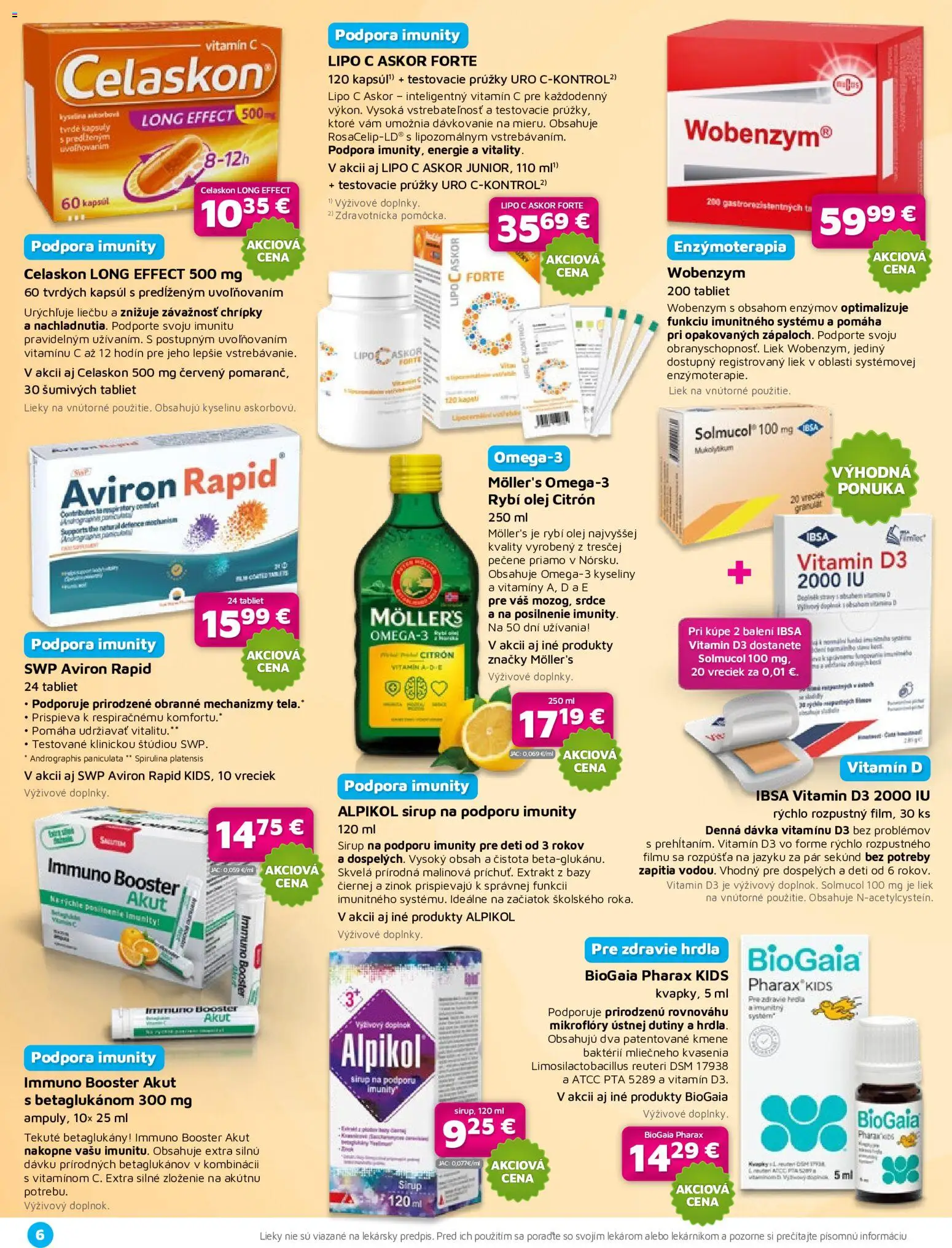 Nové Plus lekáreň akcie – leták je platný od 01.09.2026 | Strana: 6 | Produkty: Olej, Rybí olej, Sirup, Wobenzym