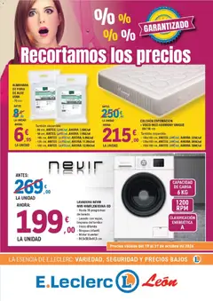 Vista previa E.Leclerc - León válido desde el 19/10/2026 | Página: 1 | Productos: Colchon, Lavadora, Almohada, Aloe Vera
