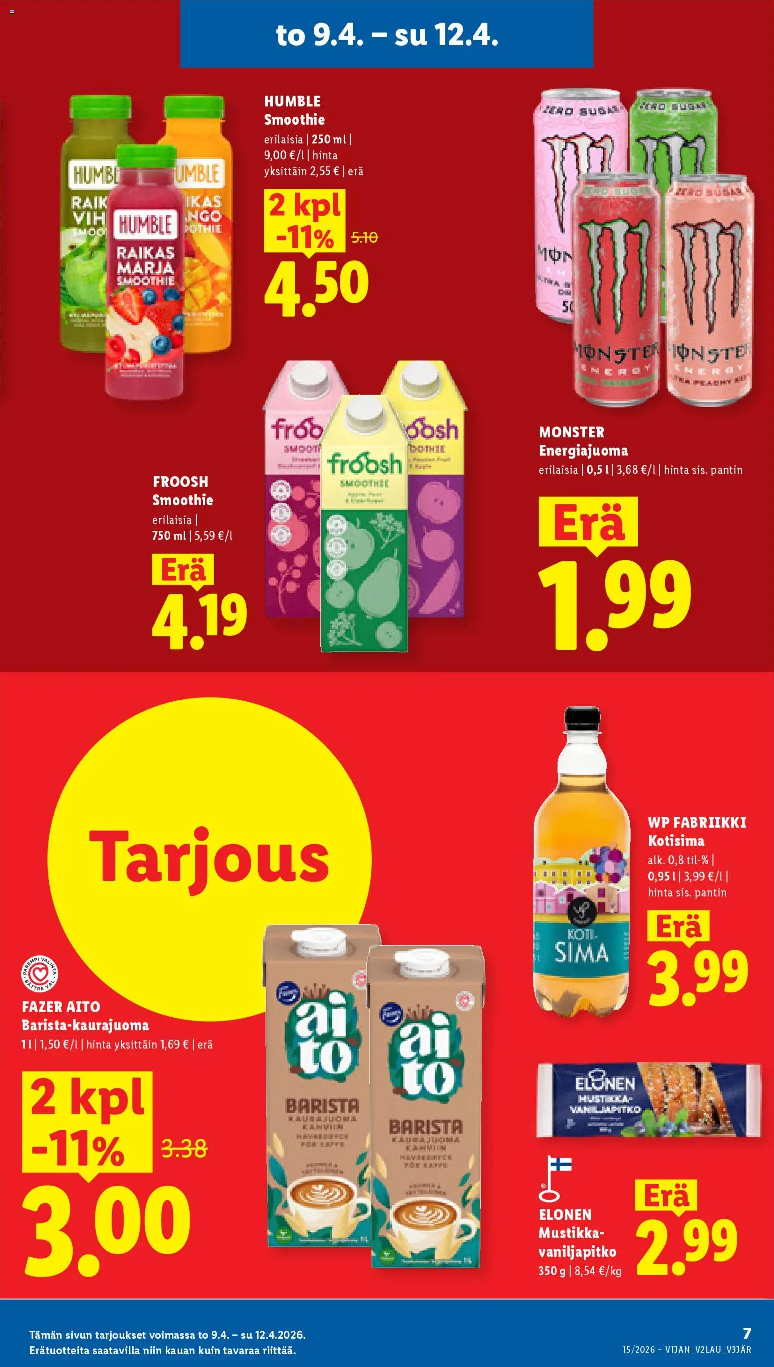 Lidl tarjoukset - Rovaniemi – voimassa 09/04/2026 alkaen | Sivu: 7 | Tuotteet: Smoothie, Mustikka, Energiajuoma