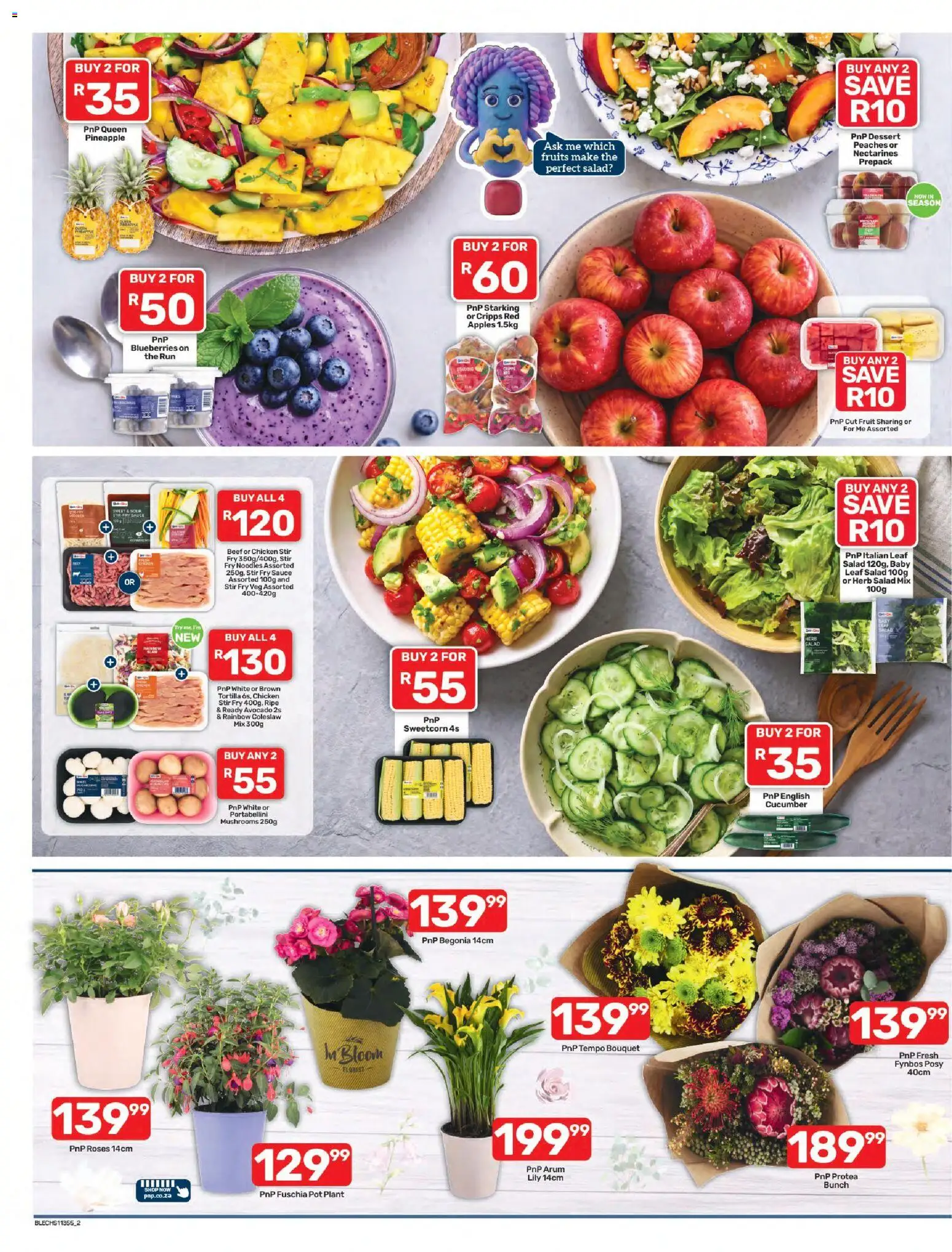 New Pick n Pay catalogue – valid from 26/10/2026 | Page: 2 | Products: Chicken, Beef, Pineapple, Fruit