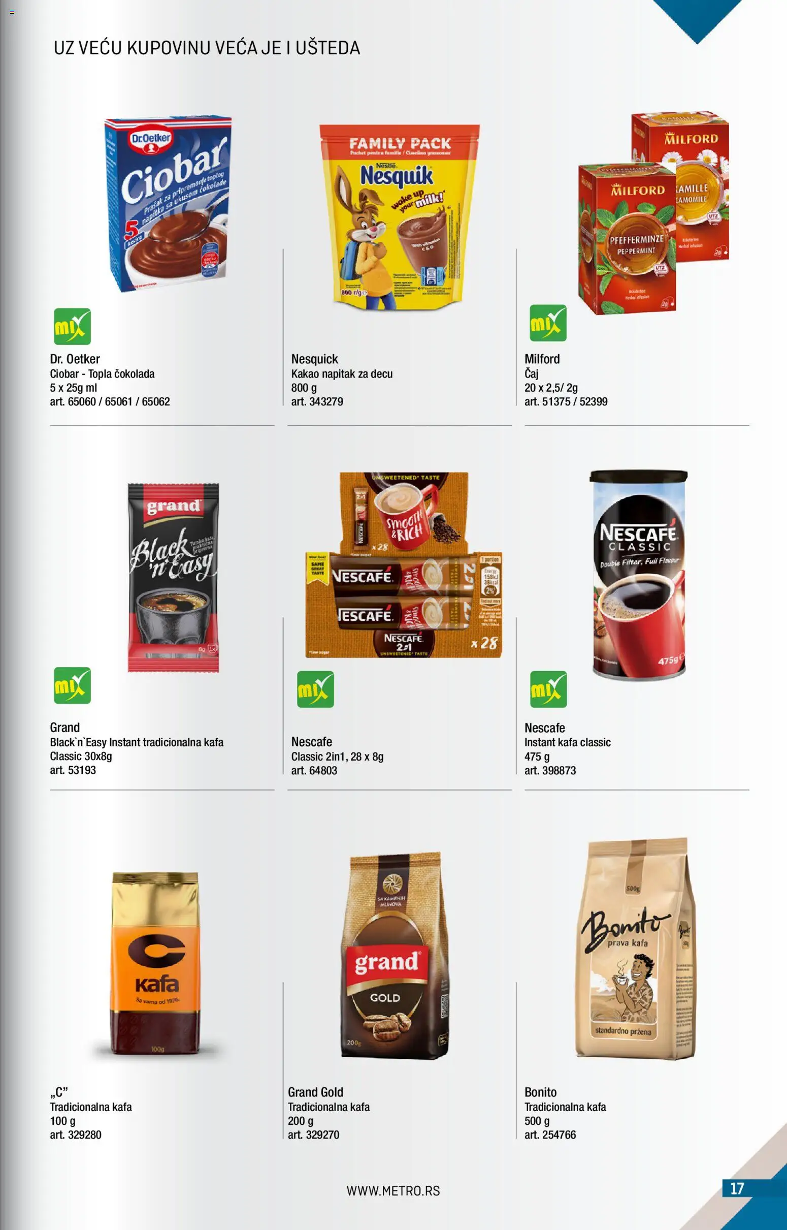 Metro katalog - važi od 01.10.2026 | Strana: 17 | Proizvode: Kakao, Instant kafa, Čokolada, Nescafé