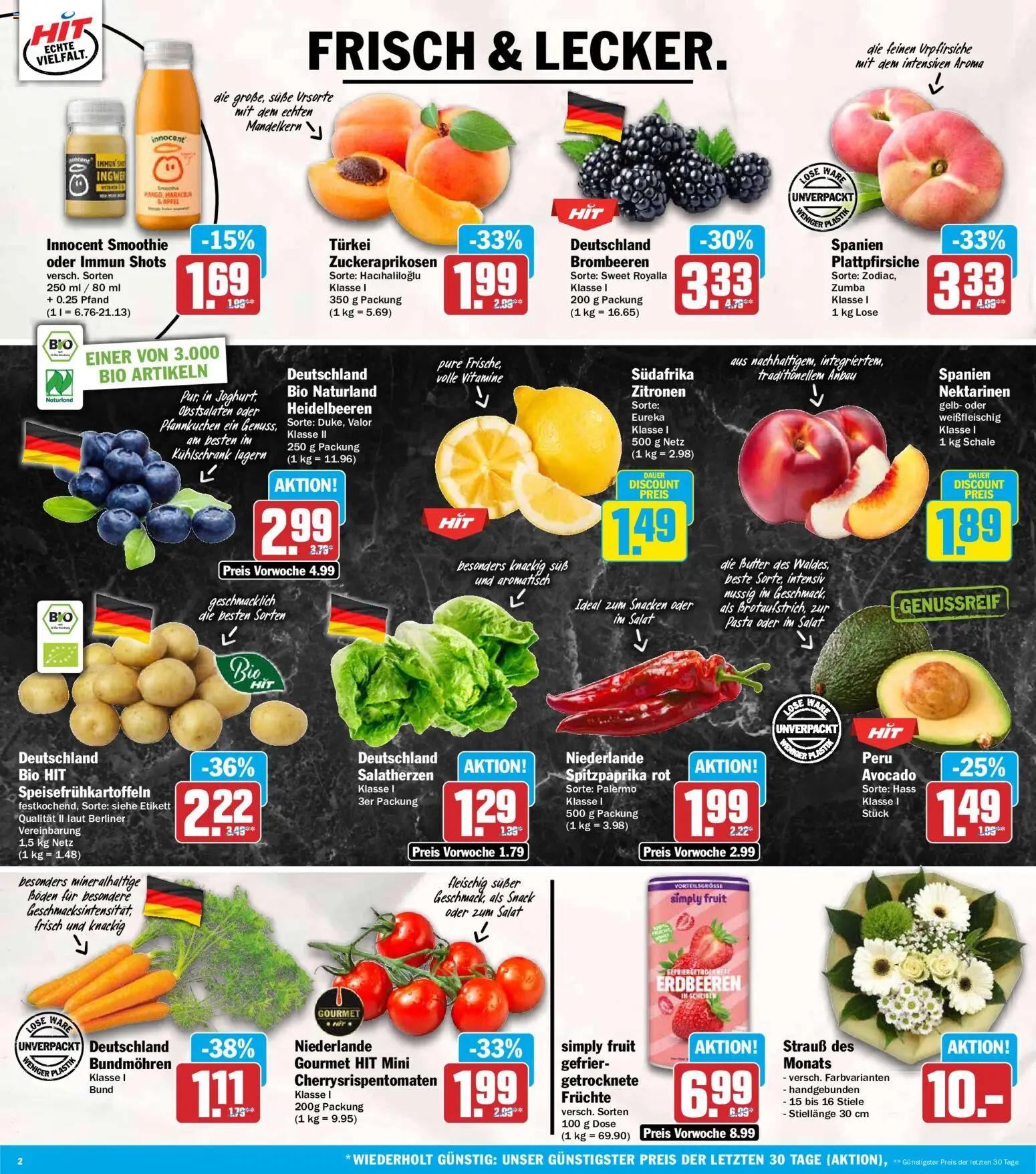 HIT Prospekt – gültig ab 20.07.2026 | Seite: 2 | Produkte: Butter, Äpfel, Pfannkuchen, Heidelbeeren
