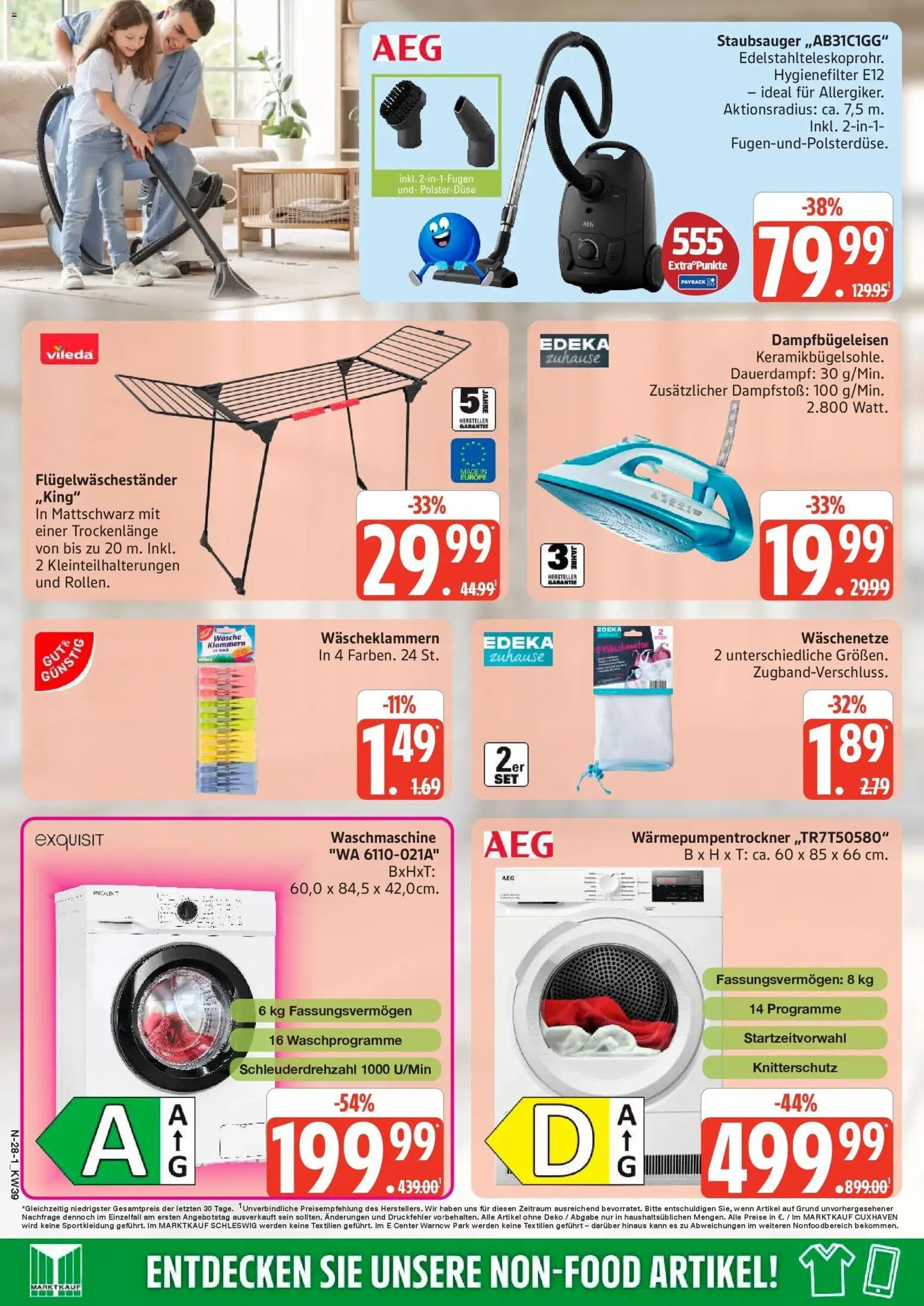 E center Prospekt Rostock (ab 21.09.2026) zum Blättern | Seite: 28 | Produkte: Staubsauger, Waschmaschine