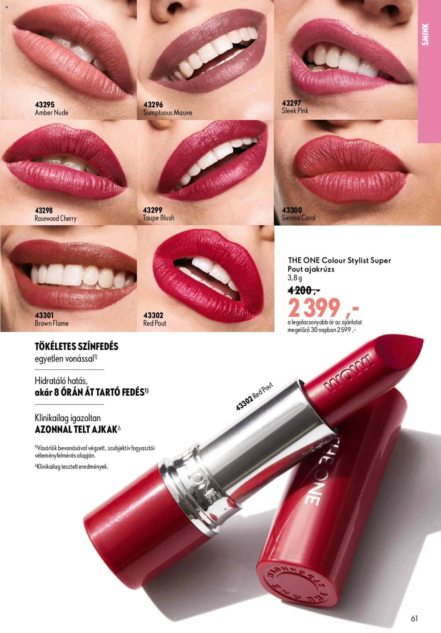 Oriflame akciós ujság - amely érvényes a következő dátumtól: 2026.08.19. | Oldal: 61 | Termékek: Smink, Ajakrúzs