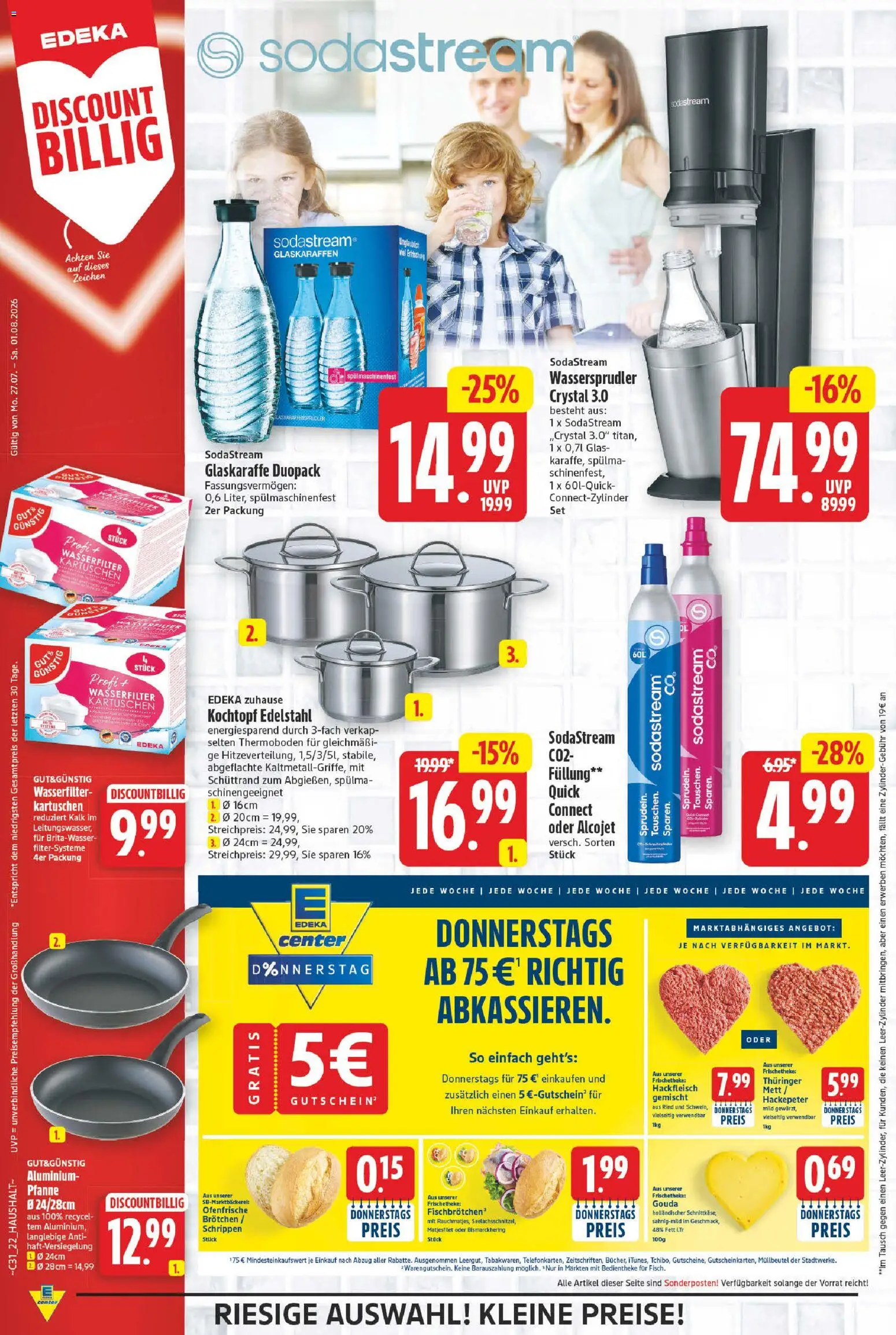 E center Prospekt – gültig ab 27.07.2026 | Seite: 22 | Produkte: Gouda, Ofenfrische, Sodastream, Hackfleisch