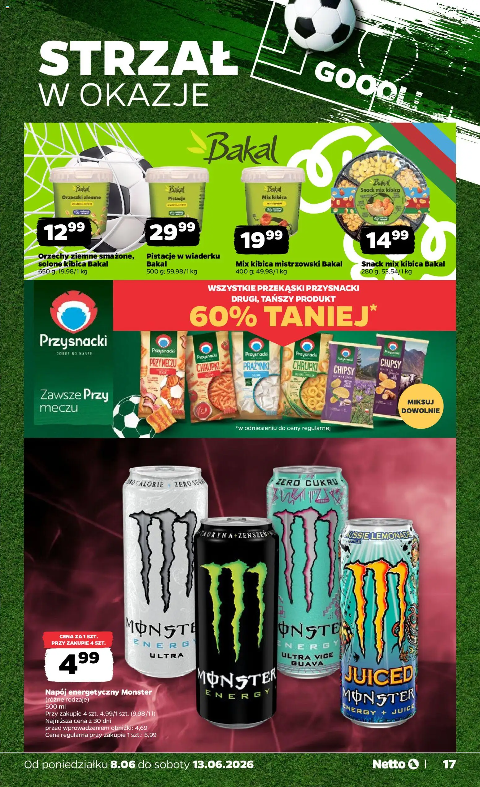 Netto gazetka od poniedziałku spożywcza od 08.06.2026 | Strona: 17 | Produkty: Chipsy, Chrupki, Orzeszki ziemne, Orzechy