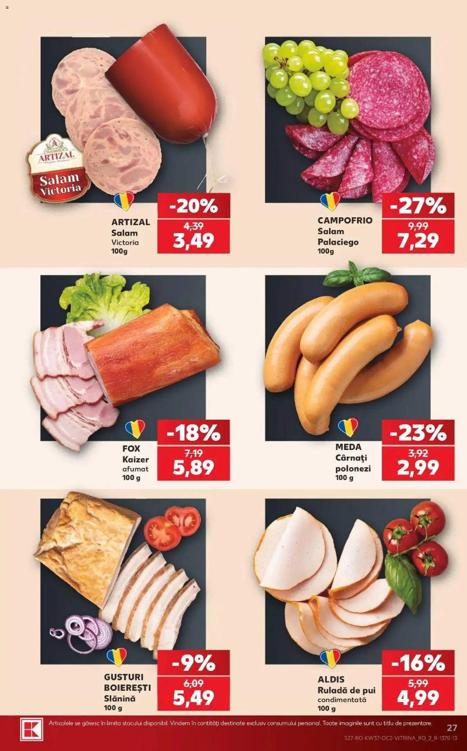 Kaufland Codlea 09.09.2026 - Revista si Oferta | Pagină: 27 | Produse: Pui, Ruladă, Salam, Cârnați