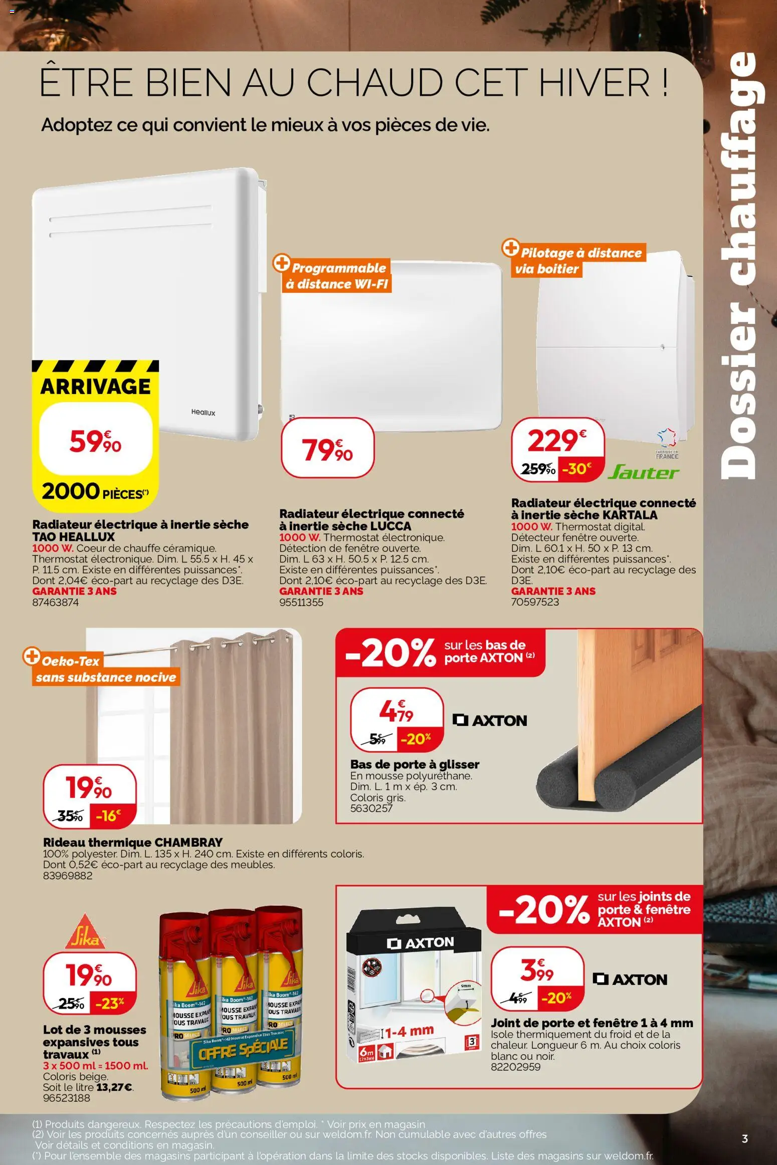 {H1} | Page: 3 | Produits: Mousse, Porte, Radiateur, Rideau