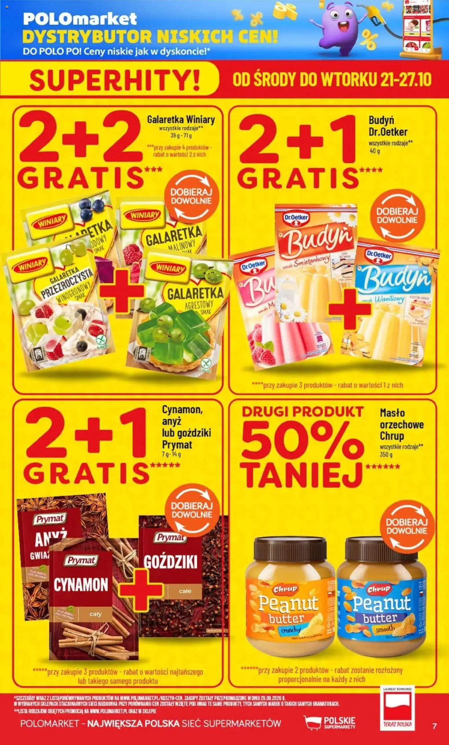 Nowa POLOmarket gazetka od jutra 21.10.2026 | Strona: 7 | Produkty: Cynamon, Galaretka, Galaretka przezroczysta, Masło