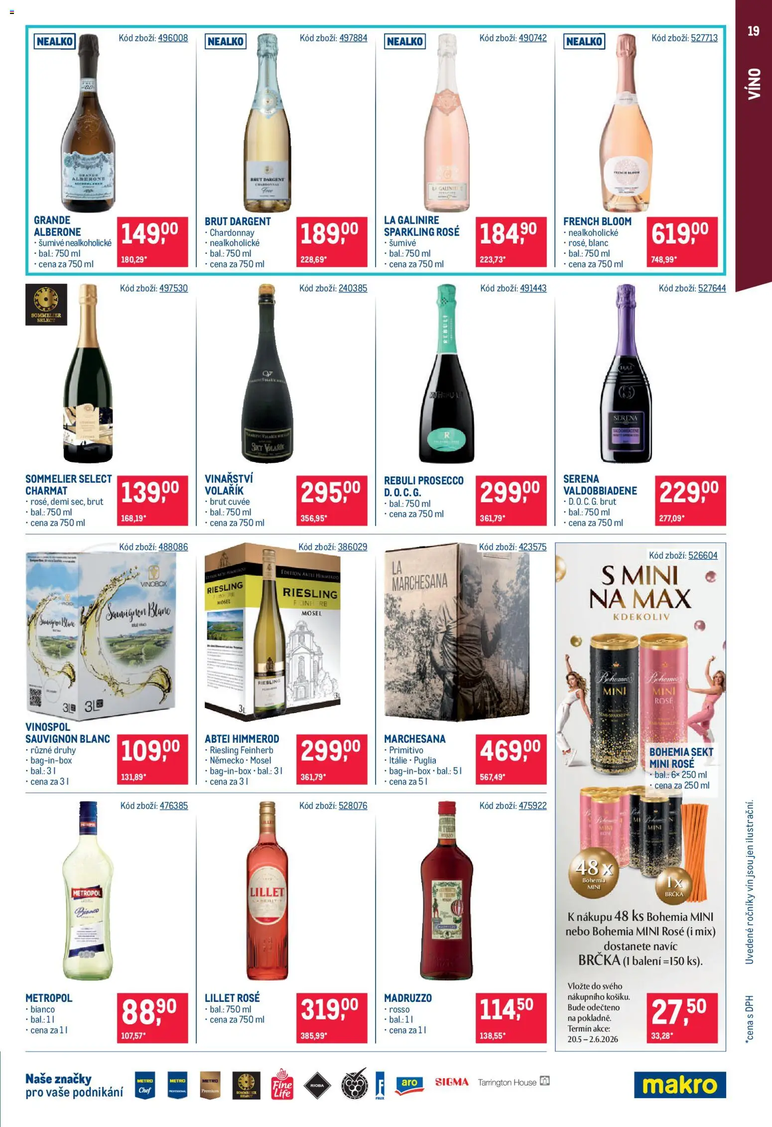Makro leták - Gastronomie od 20.05.2026 | Strana: 19 | Produkty: Víno, Primitivo, Sekt, Riesling